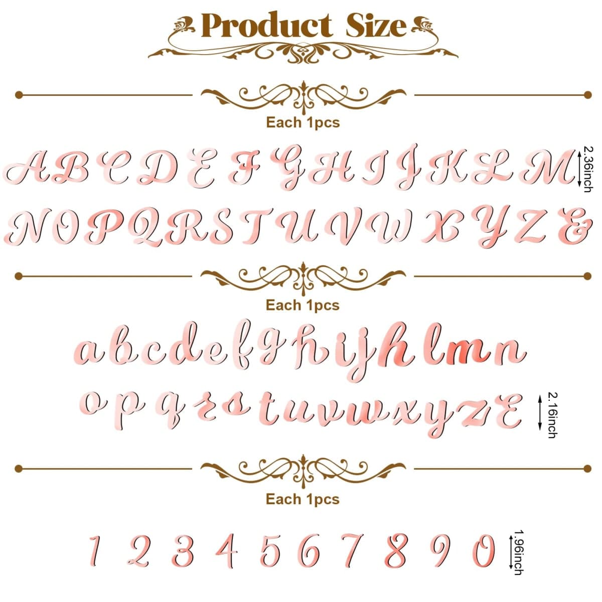 Jspupifip 64pcs Rose Gold Acrylic Cake Topper, Glitter Numbers & Alphabet Decor, Personalized Cake Picks for Anniversary, Baby Shower, Wedding Party Supplies thumbnail 4