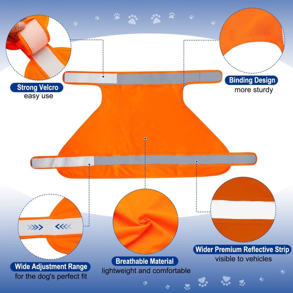 Dog Raincoat, DQGHQME Dog Rain Jacket,Coat Reflective Orange Safety Hunting Dog Vest, 100% Waterproof Dog Rain Coats,Jacket,Poncho,Suit for Small,Medium,Large Breed Dogs. Impermeable Chien. thumbnail 4