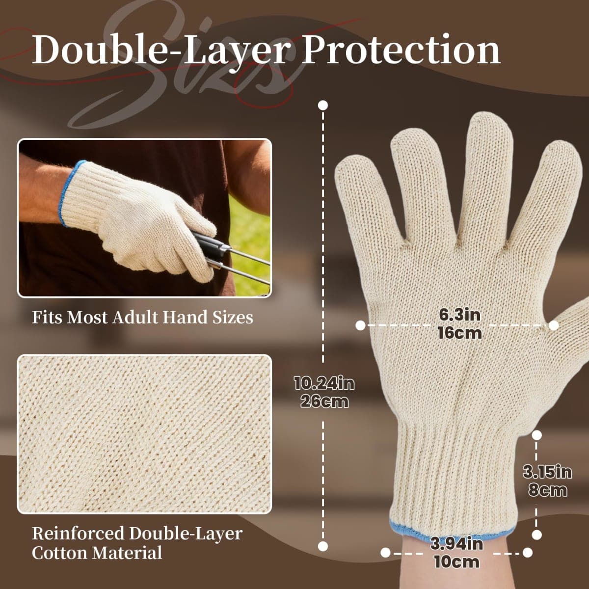 Hovico Heat Resistant Oven Gloves, Ove Glove BBQ Gloves Heat Resistant Cooking Oven Mitts with Fingers Grilling Glove, Full Hand Protection, Grill Gloves for Outdoor Hot Food Handling (Set of 2) thumbnail 2