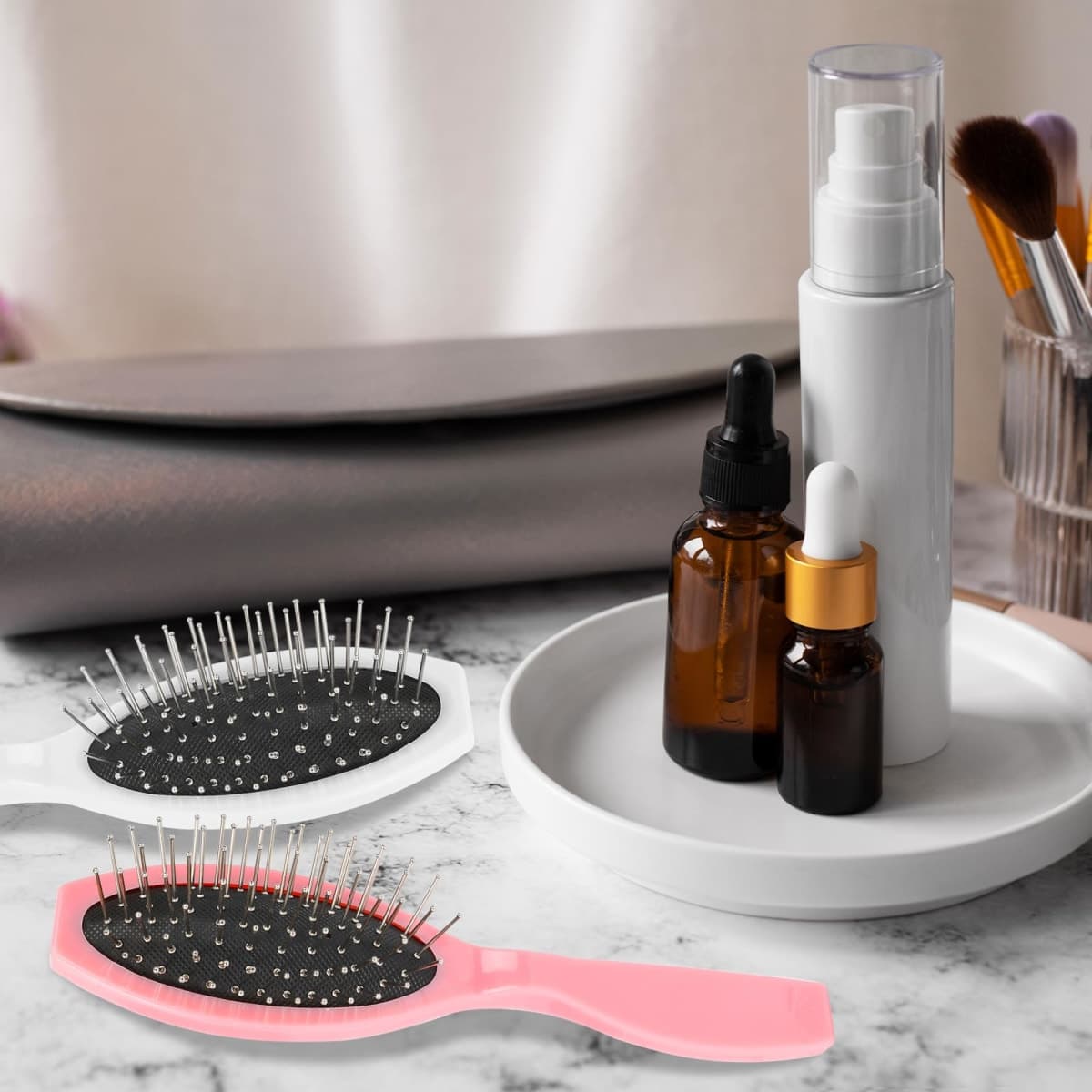 Wig Brush 2 Pcs Wig Brushes for Synthetic Hair Wigs and Human Hair Stainless Steel Wig Wire Detangling Brushes Portable Wet Brush Comb Professional Synthetic Hair Brush Extension Brushes for Women thumbnail 4