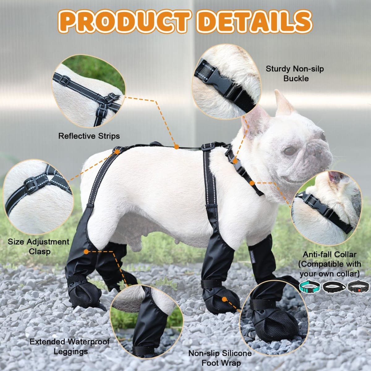BECEMURU Dog Rain Boots for Small Dogs, Dog Shoes for Hot Pavement, Waterproof Anti-Slip Paw Protector with Adjustable Strap, Keep Paws Clean & Dry During Summer Rain, Perfect for Outdoor Walking(S) thumbnail 3