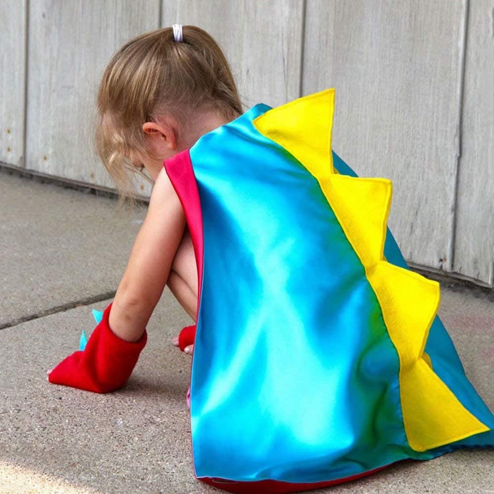 QIAONIUNIU Dinosaur Dragon Cape and Gauntlets Halloween Costume Boy Girl Toddler Dress Up Clothes 2-6 Years Old Color Light Blue thumbnail 3