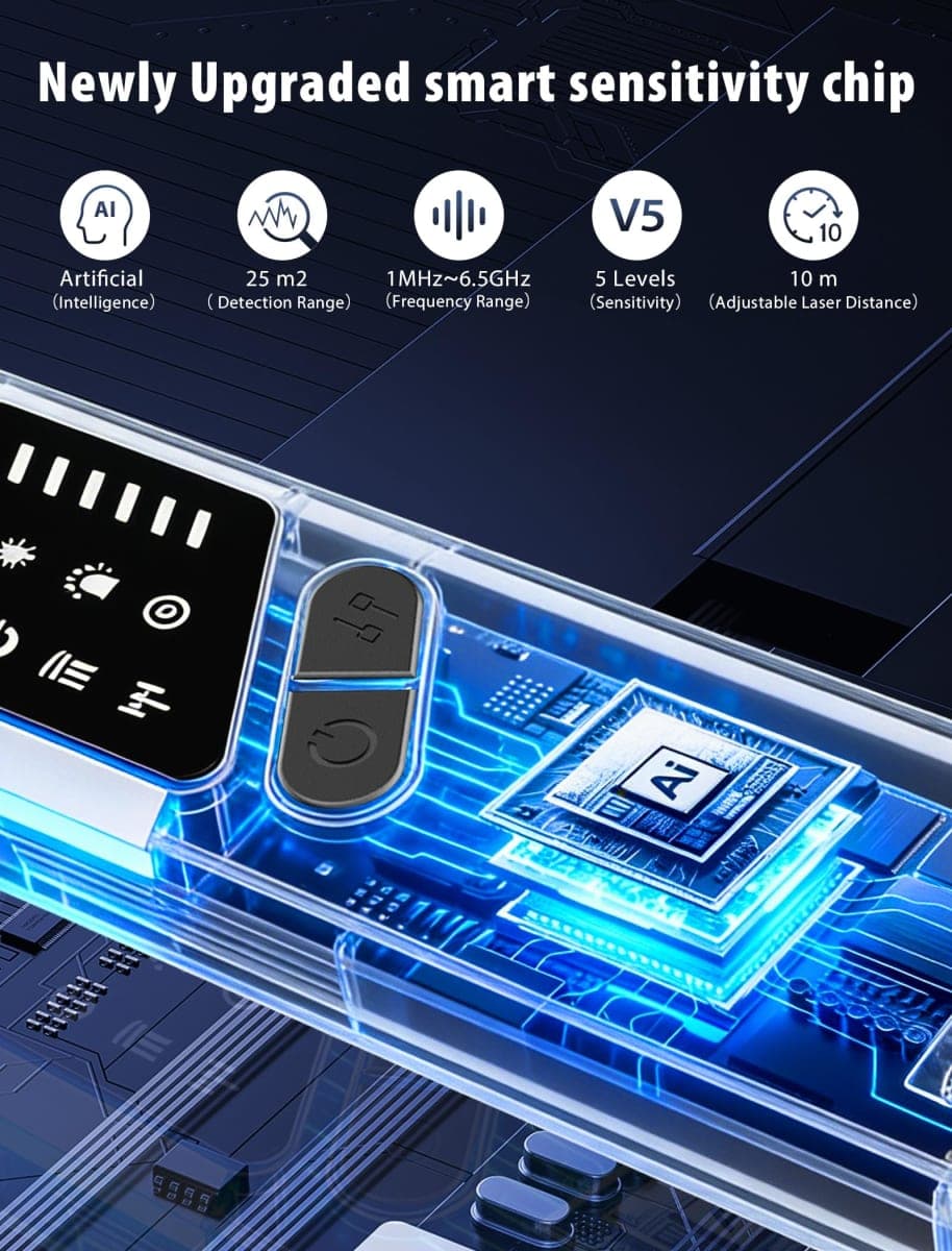7-in-1 Hidden Camera Detectors,Bug Detector, Hero Privacy Pen, rf Detector,GPS Tracker Detector,Anti spy Detector,Listening Device Detector in Travel,Car,Office,Hotel to Protect Privacy（ Black） thumbnail 4