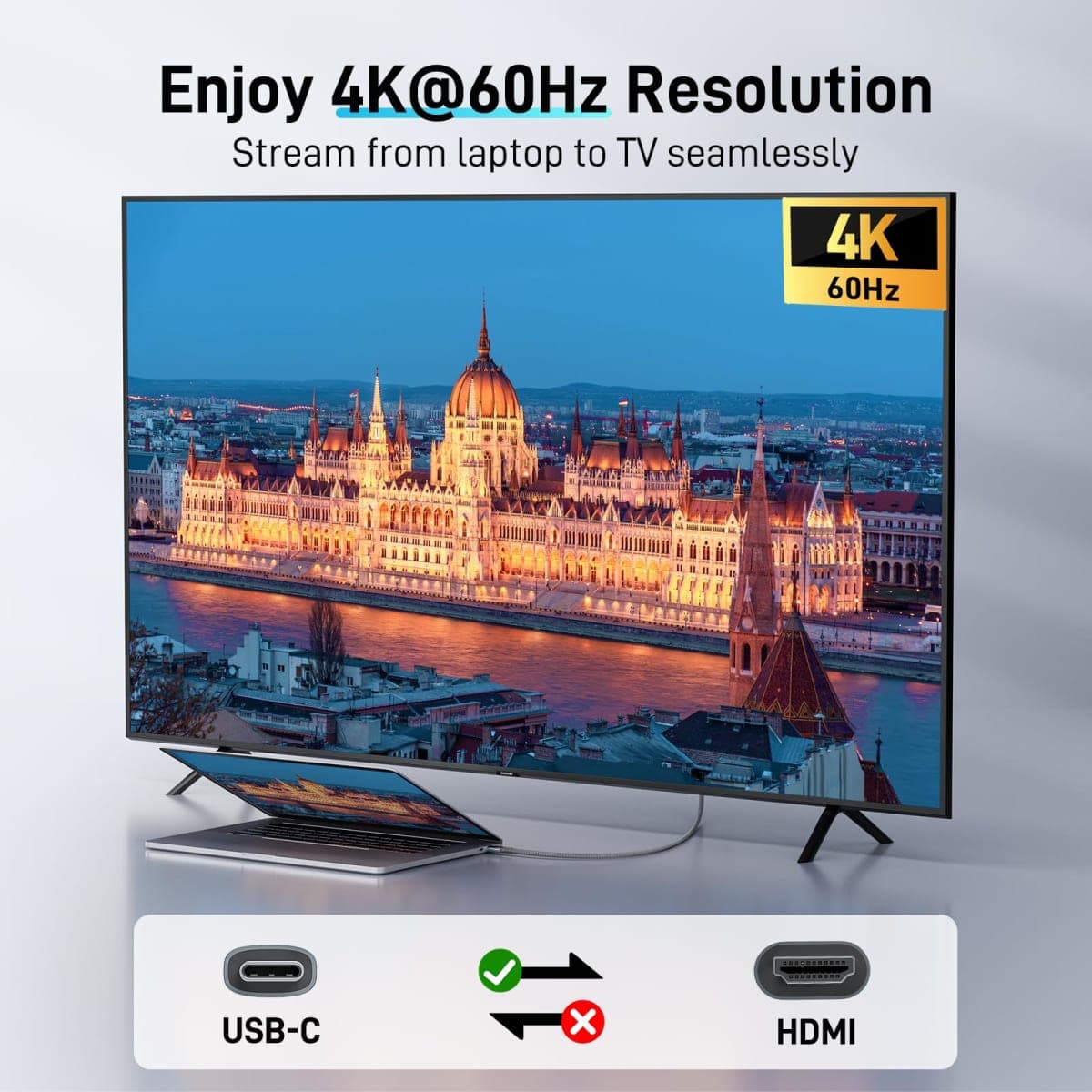 Acer USB C to HDMI Cable 4K@60Hz 6.6FT, Crystal-Clear UHD USB Type C to HDMI Cable, Thunderbolt 4 3 to HDMI Cord Compatible with iPhone 16, MacBook Pro/Air, iPad Pro, Surface Book 2, Galaxy S24 thumbnail 2