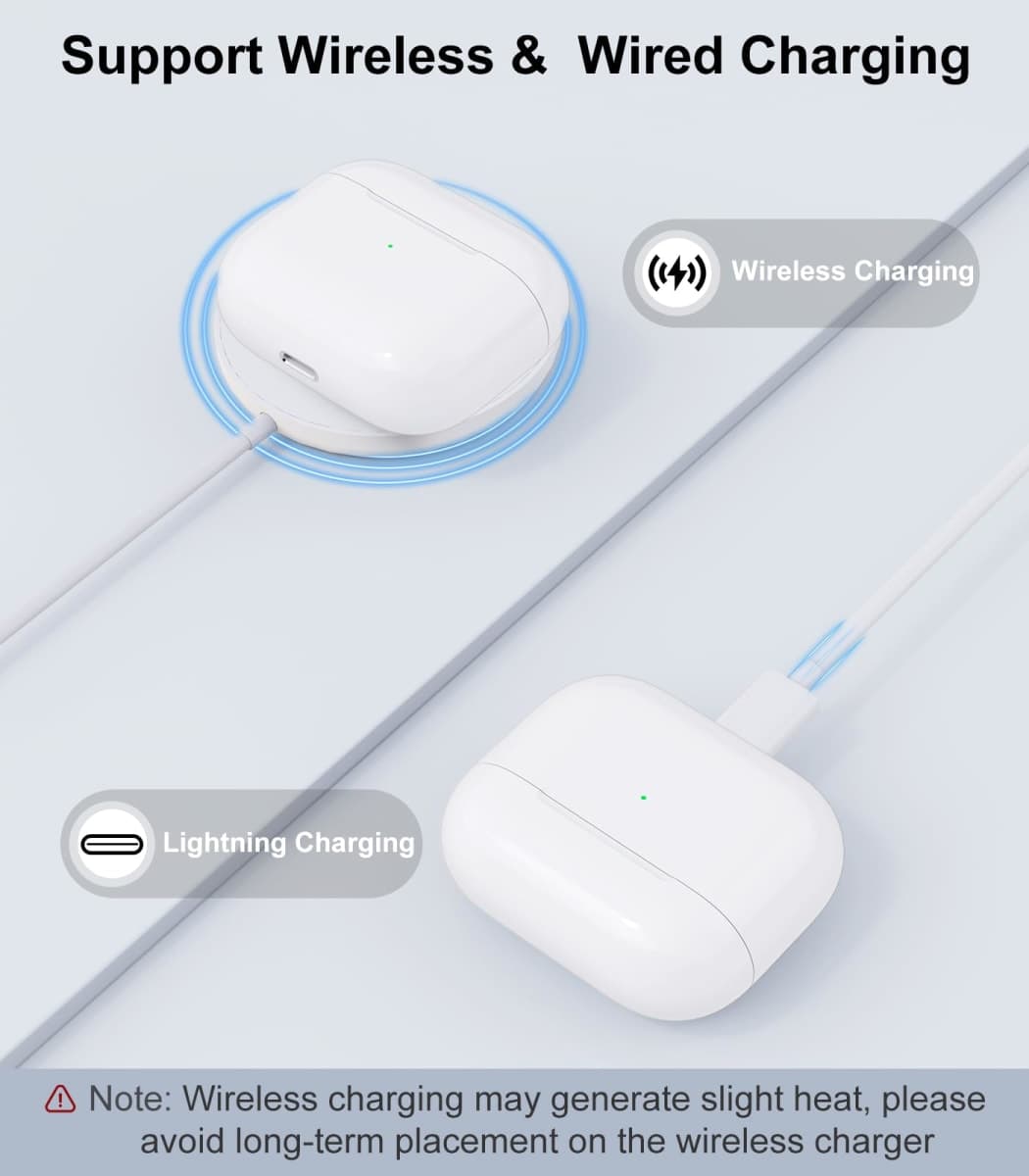 Wireless Charging Case Compatible with AirPods 3rd Generation, Case Replacement for AirPods 3, Bluetooth Pairing Sync Button, Includes Gray Microfiber Cleaning Cloth, Earbuds Not Included thumbnail 3