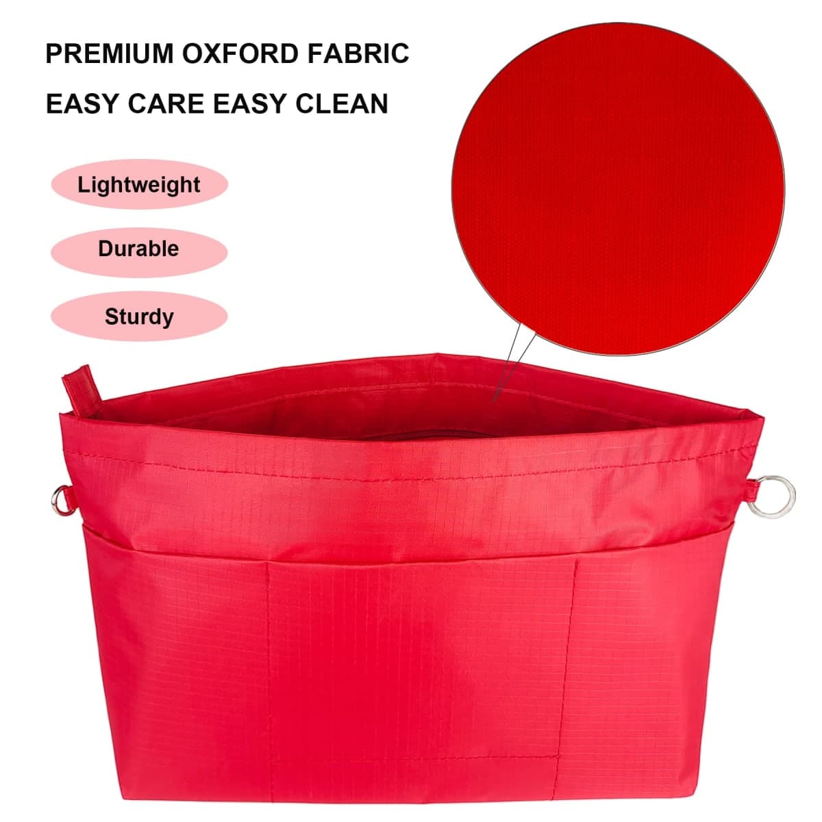 Time Wing Handbag Tote Purse Organizer Insert Bag Liner Shaper Pocketbook Divider Zipper 11 Pockets Compartments Large Red thumbnail 3