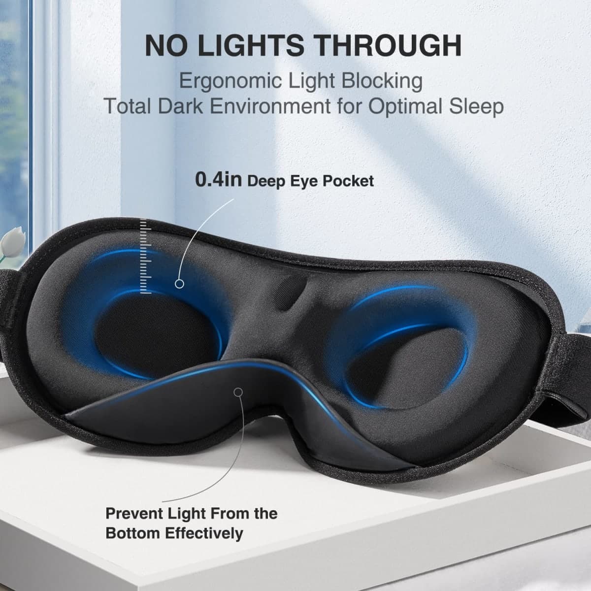 YFONG Weighted Sleep Mask, Women Men 3D Eye Mask Blocking Lights Sleeping Mask (4.2oz/120g), Pressure Relief Night Sleep Eye Mask with Adjustable Strap, Eye Cover Blindfold for Travel Nap Yoga, Pink thumbnail 4