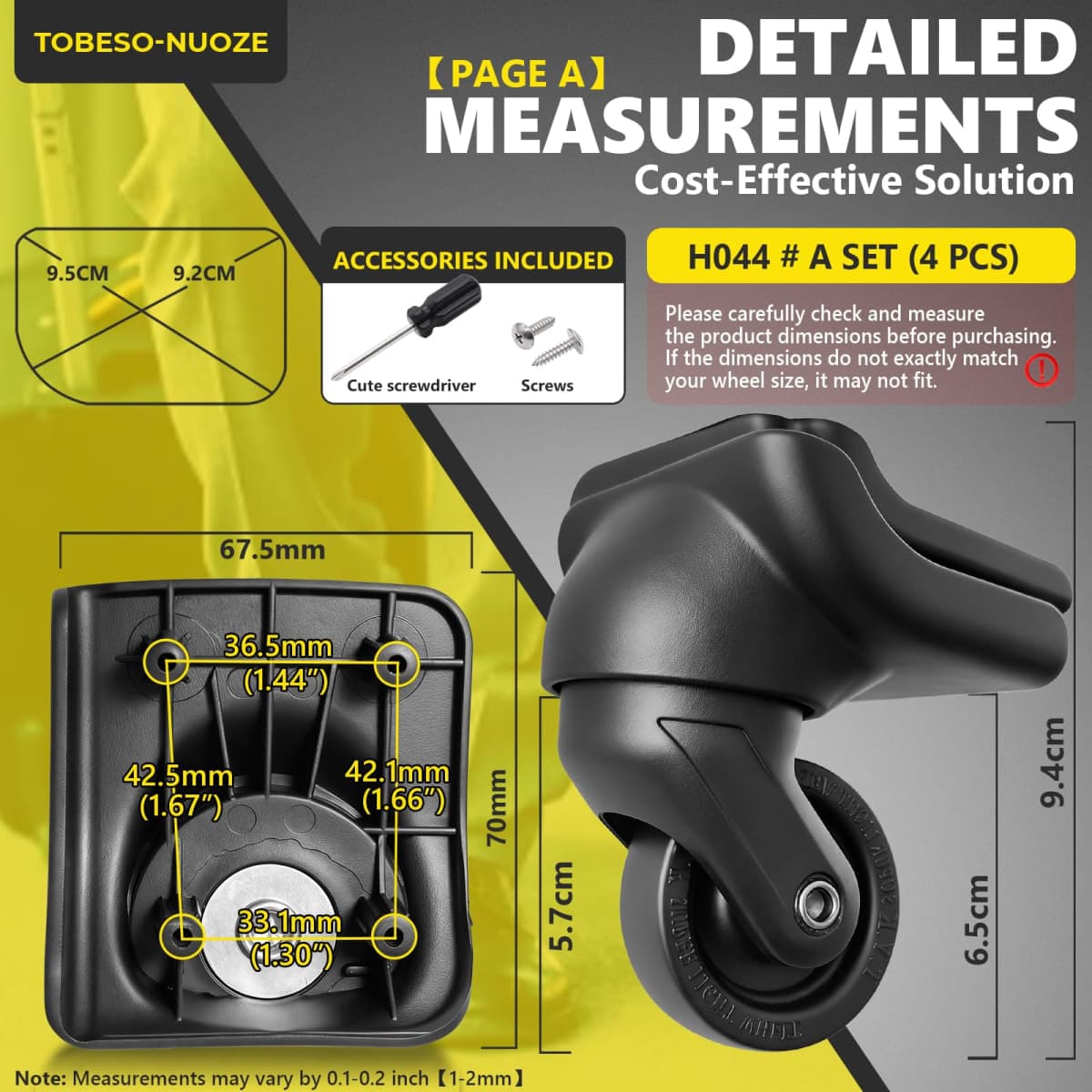 Luggage Wheels Replacement Wheel for Luggage Suitcase Repair 360° Rotating Suitcase Replacement Wheels with 4 Mounting Holes thumbnail 2