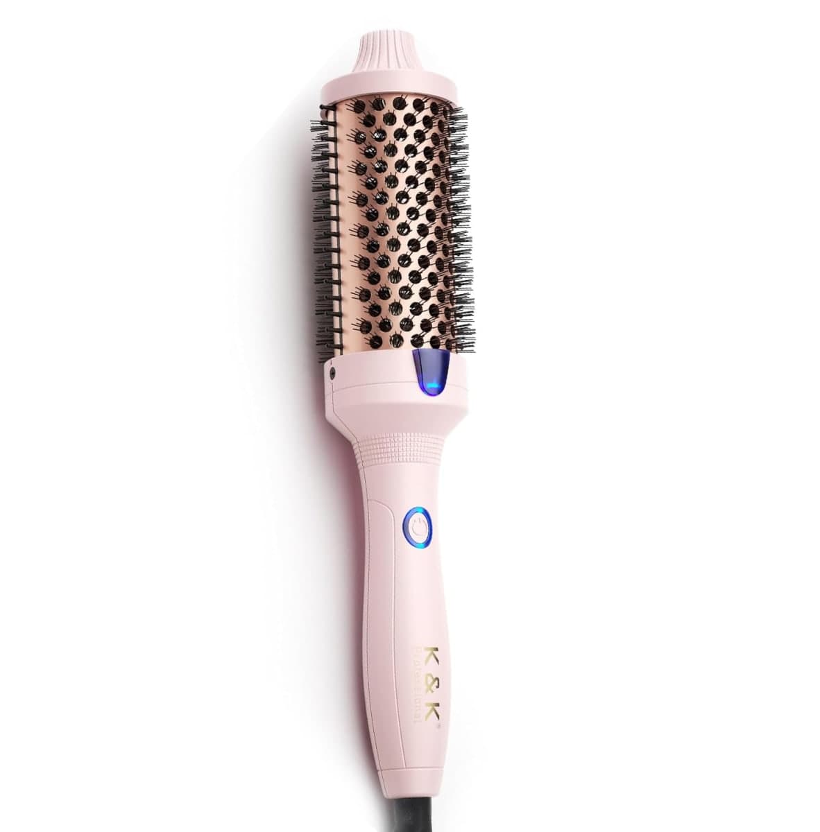 K&K Thermal Brush for Blowout Look, 1 1/2 Inch Ionic Heated Round Makes Hair Smoother, Dual Voltage Thermal Round Brush Get Natural Curls, Easy to Use, Rose Pink
