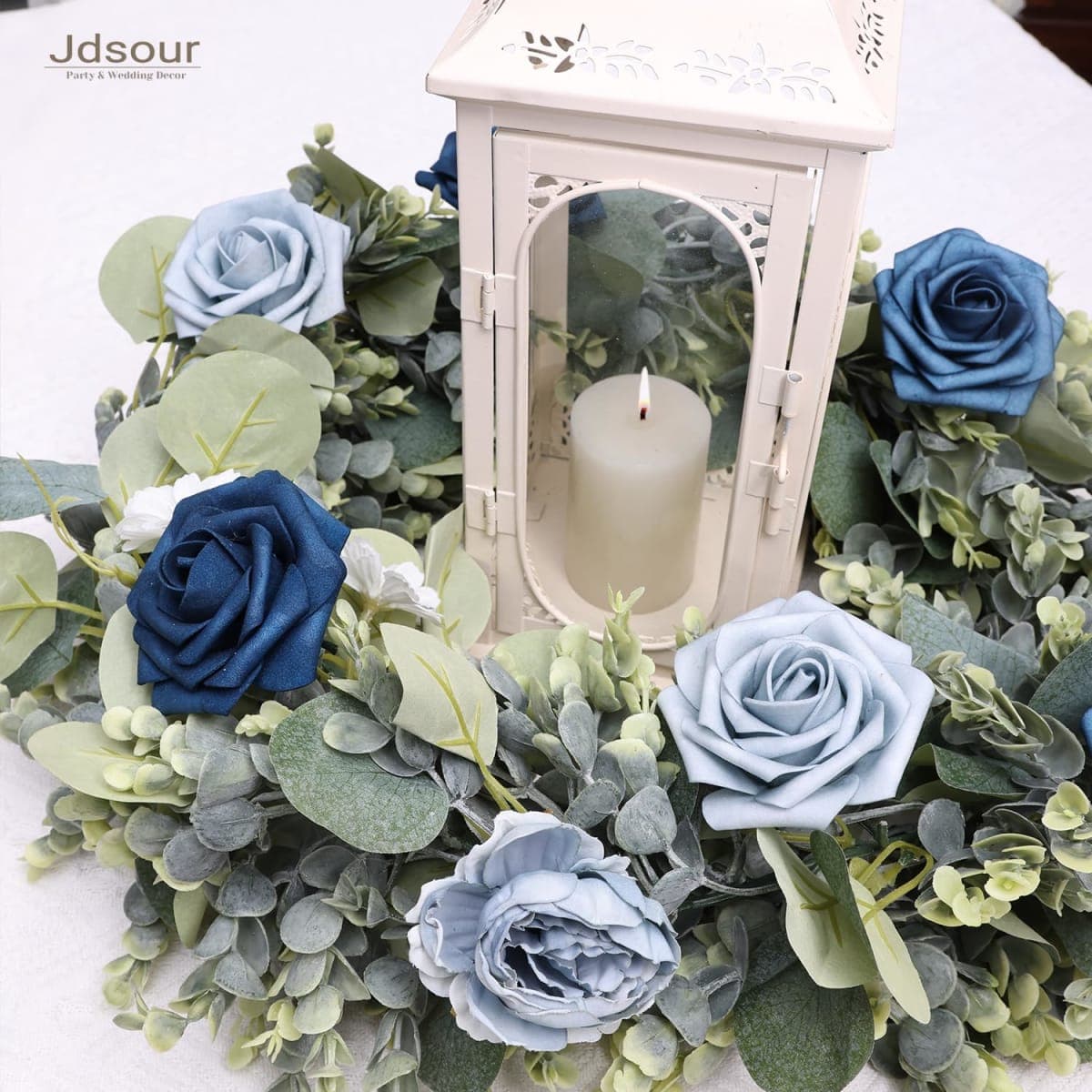 Jdsour 5.9 Ft Faux Eucalyptus Greenery Garland - Artificial Vines with Silver Dollar Leaves for Baby Shower, Wedding Arch and Table Runner Home Mantle Decor thumbnail 3