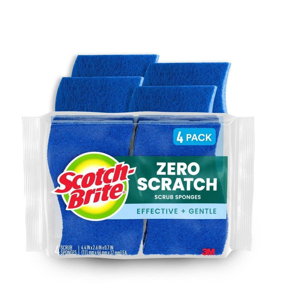 3M Scotch-Brite Sponges: Non-Scratch Scrub Sponge / 4-Pack (Blue) thumbnail 2