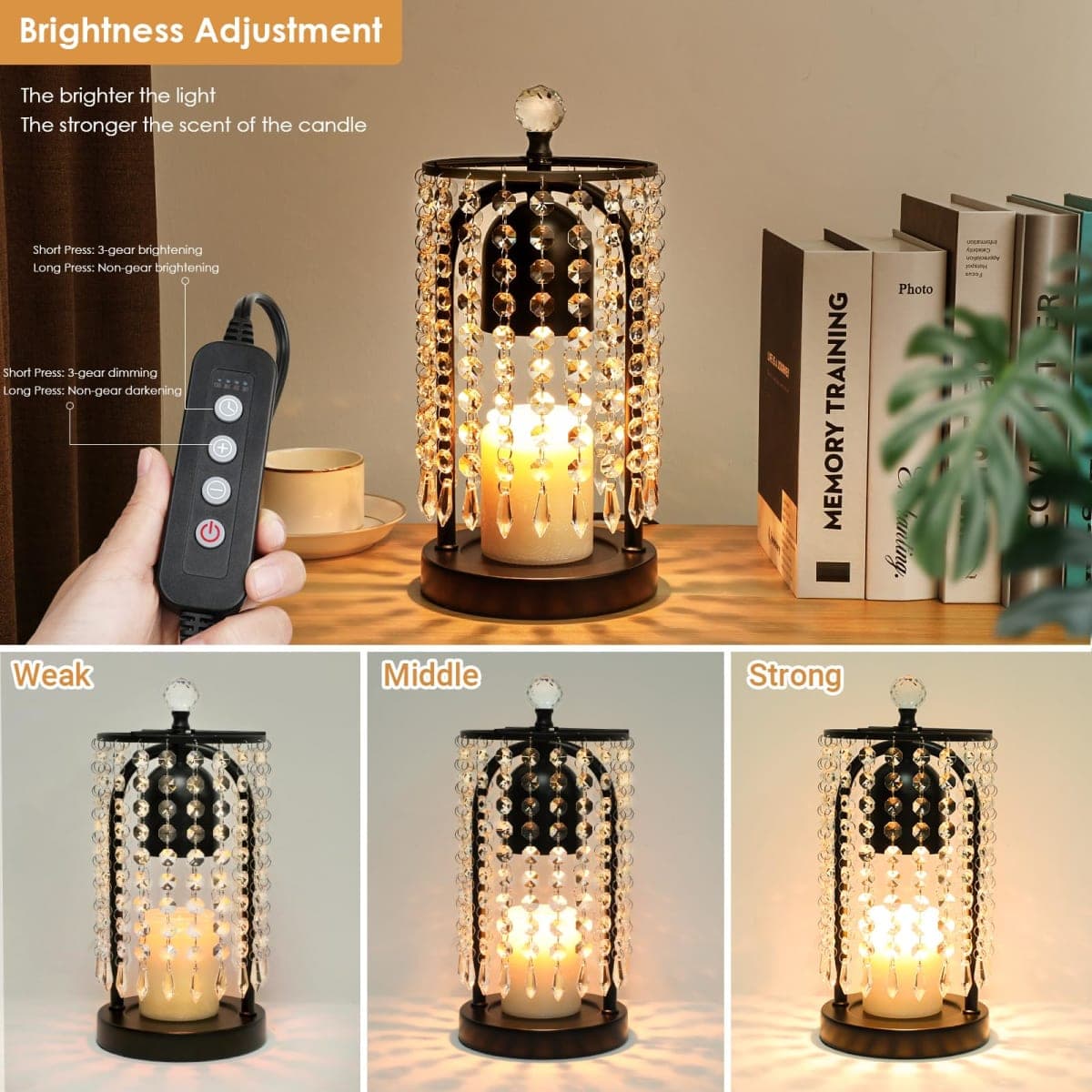 Candle Warmer Lamp with Timer and Dimmer - Electric Candle Warmer ,Crystal Candle Lamp for Bedroom Decor, Flameless Scented Candle Light Warmer,House Warming Gifts New Home, Christmas Gifts for Women thumbnail 4