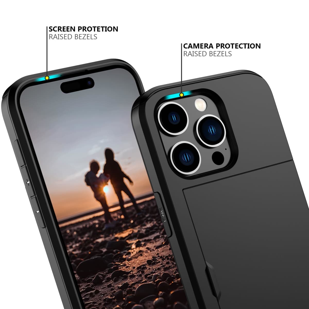 Nvollnoe for iPhone 15 Pro Case with Card Holder Heavy Duty Protective Dual Layer Shockproof Hidden Card Slot Slim Wallet Case for iPhone 15 Pro for Women&Men(Black) thumbnail 4