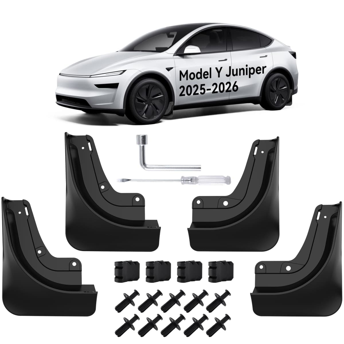OZPYKAE for Tesla New Model Y Juniper Mud Flaps,Splash Guards Fenders No Drilling No Tape Mudflaps All Weather Protector Mudguards for Model Y Juniper Exterior Accessories — image 1