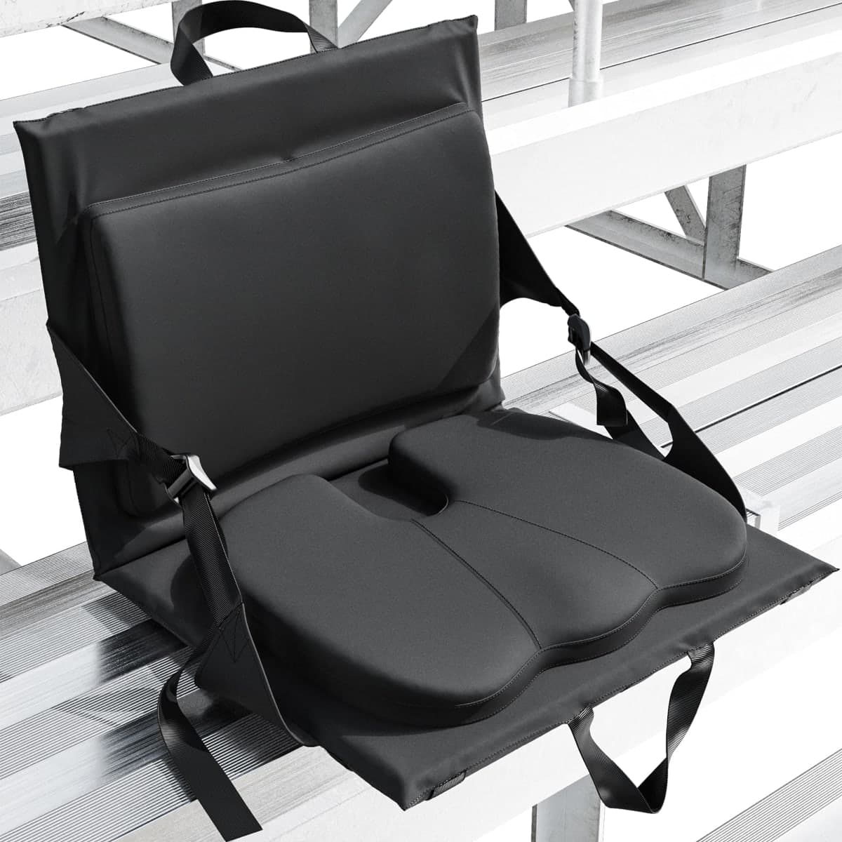 Everlasting Comfort Stadium Seats with Back Support - Adjustable Memory Foam Bleacher Chairs with Back and Cushion, Portable, Easy Folding Stadium Seat Cushion with Storage Pocket