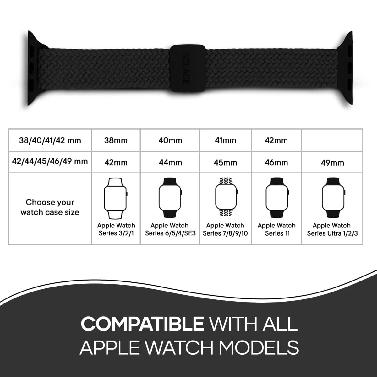 Solace Bands Slim Imperium Adapt Adjustable Nylon Braided Watch Band - Compatible w/All Apple Watches - Solace Apple Watch Bands for Women & Men - Smart Watches Band Series 11 10 9 8 7-1 SE - (Blue) thumbnail 3