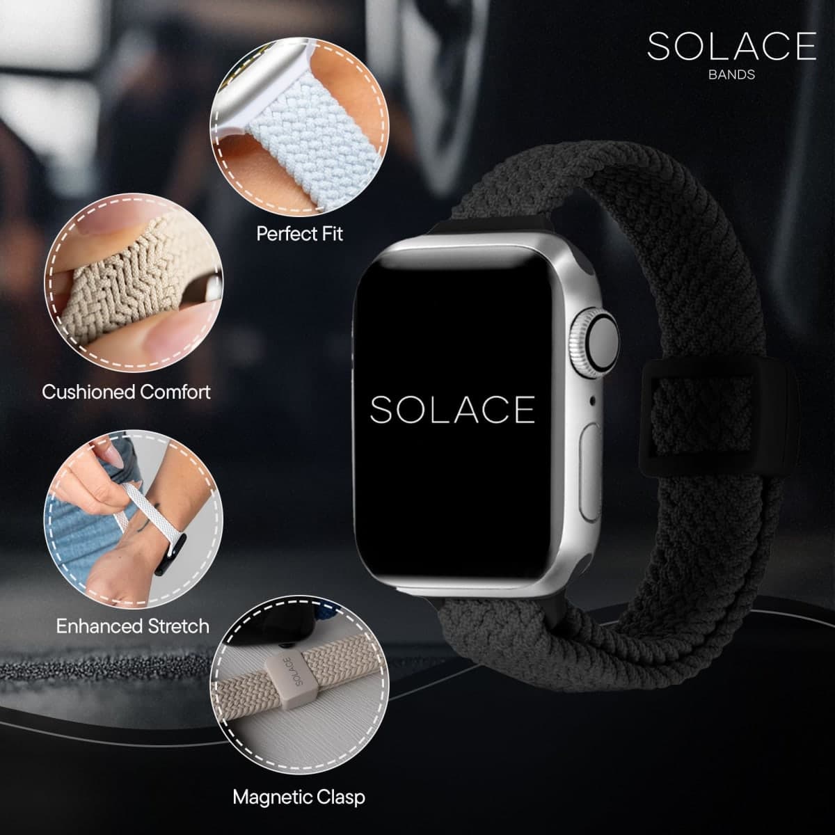 Solace Bands Slim Imperium Adapt Adjustable Nylon Braided Watch Band - Compatible w/All Apple Watches - Solace Apple Watch Bands for Women & Men - Smart Watches Band Series 11 10 9 8 7-1 SE - (Blue) thumbnail 5