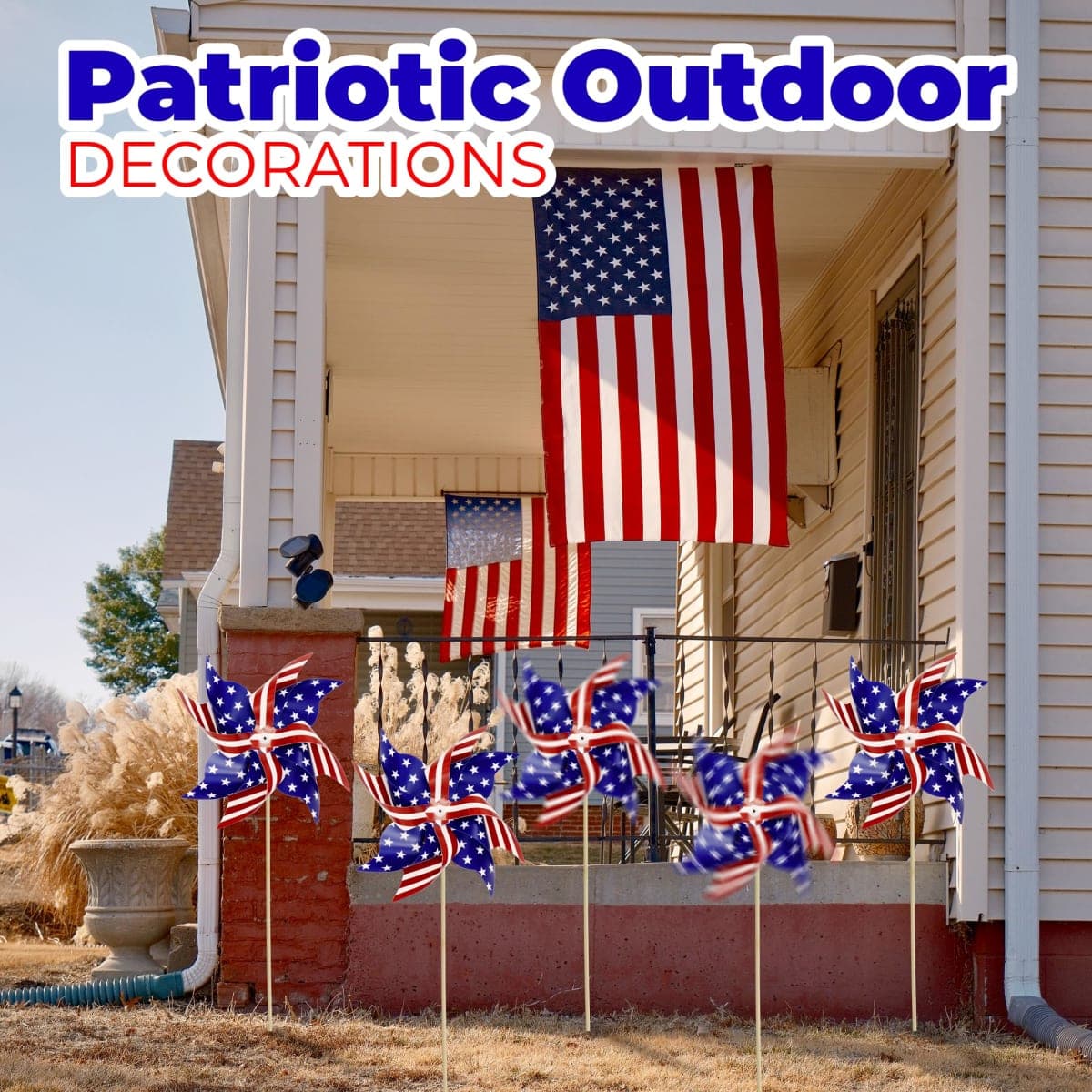 4E's Novelty 18” Large Patriotic Pinwheels 12 Pack Pinwheels Bulk - Red White and Blue Decorations, Pinwheels for Yard and Garden, 4th of July Decor, Memorial Day Decor, Patriotic Outdoor Decorations thumbnail 2