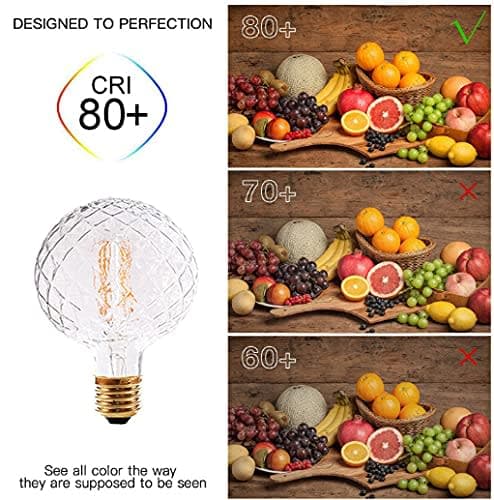 Vintage LED Edison Bulb G30 4W Dimmable LED Filament Bulb Globe Pineapple Shaped Light Bulb 2300K Warm White E26 400Lumen (Clear) thumbnail 3