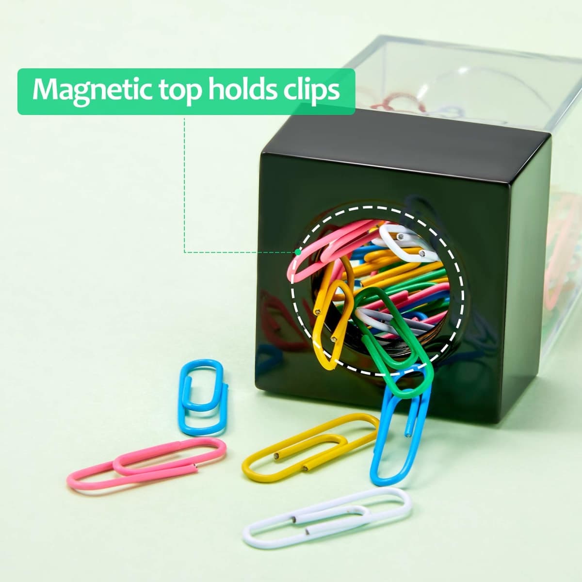 Outus 4 Pieces Magnetic Paper Clip Dispenser Holder Paperclip Dispenser for Desk, School, Office(Black) thumbnail 2