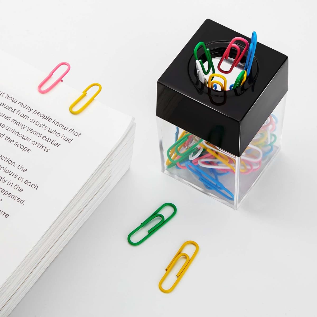 Outus 4 Pieces Magnetic Paper Clip Dispenser Holder Paperclip Dispenser for Desk, School, Office(Black) thumbnail 4