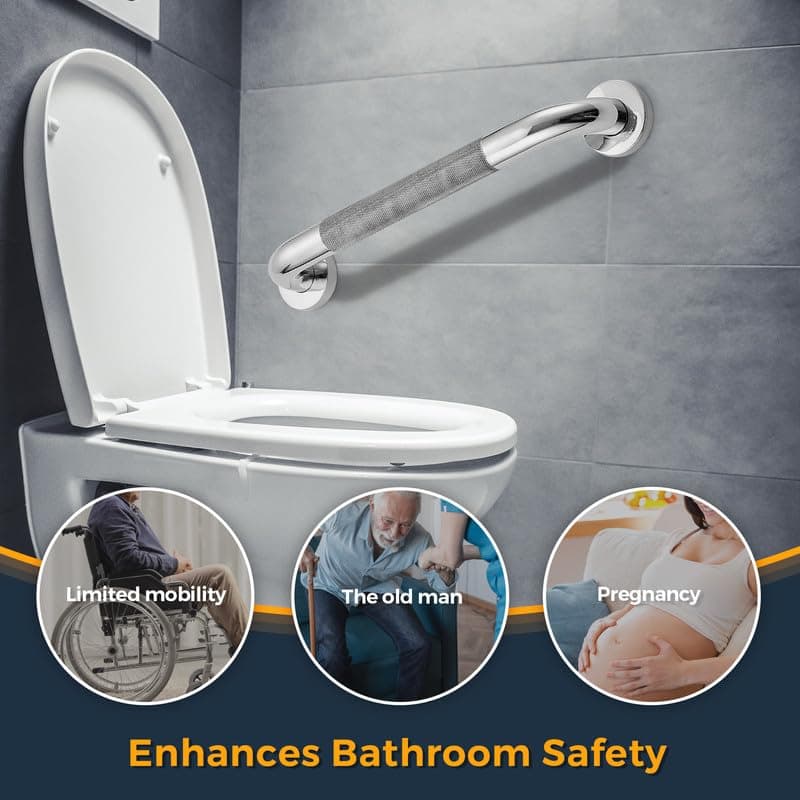 16-Inch Grab Bars for Bathtubs and Showers, Shower Handle for Elderly, Handicap Grab Bars for Bathroom, Shower Grab Bars for Seniors (Polished Nickel 2 Pack) thumbnail 2