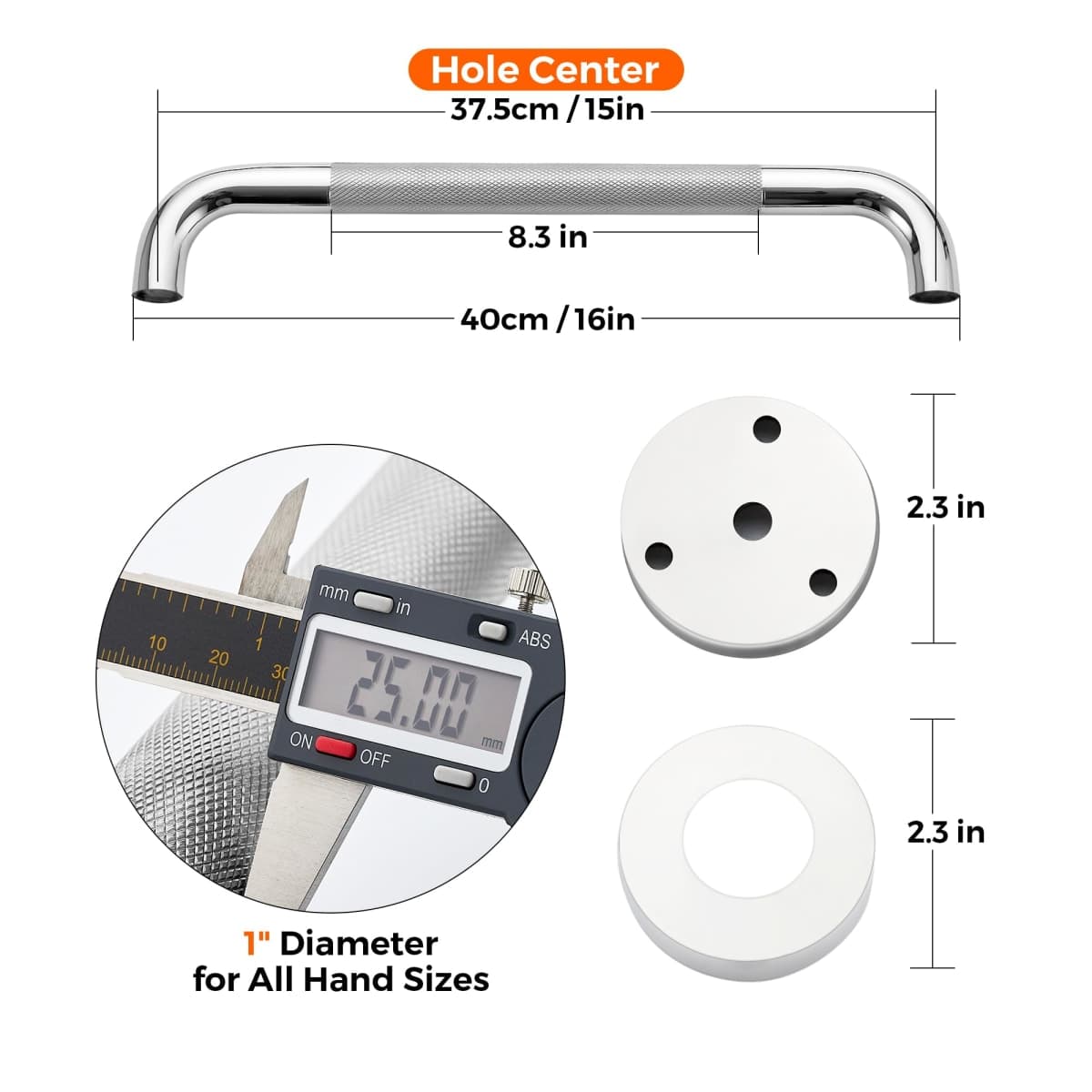 16-Inch Grab Bars for Bathtubs and Showers, Shower Handle for Elderly, Handicap Grab Bars for Bathroom, Shower Grab Bars for Seniors (Polished Nickel 2 Pack) thumbnail 4