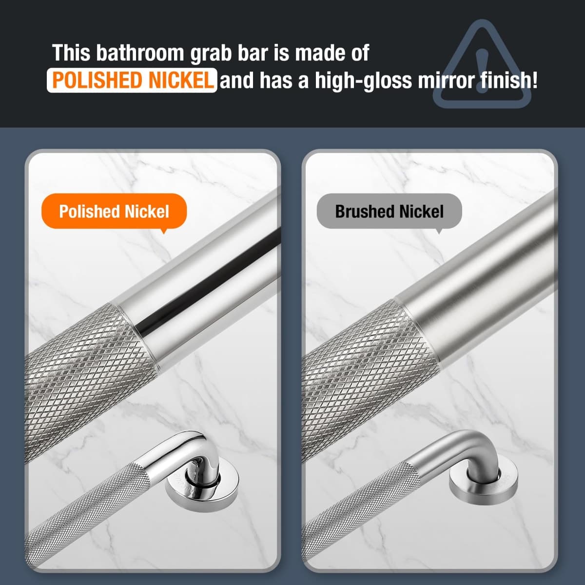 16-Inch Grab Bars for Bathtubs and Showers, Shower Handle for Elderly, Handicap Grab Bars for Bathroom, Shower Grab Bars for Seniors (Polished Nickel 2 Pack) thumbnail 5