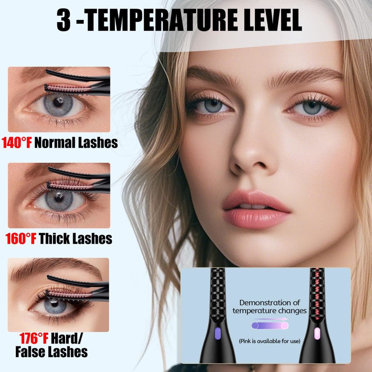 Heated Eyelash Curlers - 2 in 1 Clip- Type Heated lash Curler Best Seller Electric Eyelash Curler 3 Temp Settings for Makeup Tools USB Rechargeable Natural Curling 24H Long Lasting B2-1 thumbnail 2