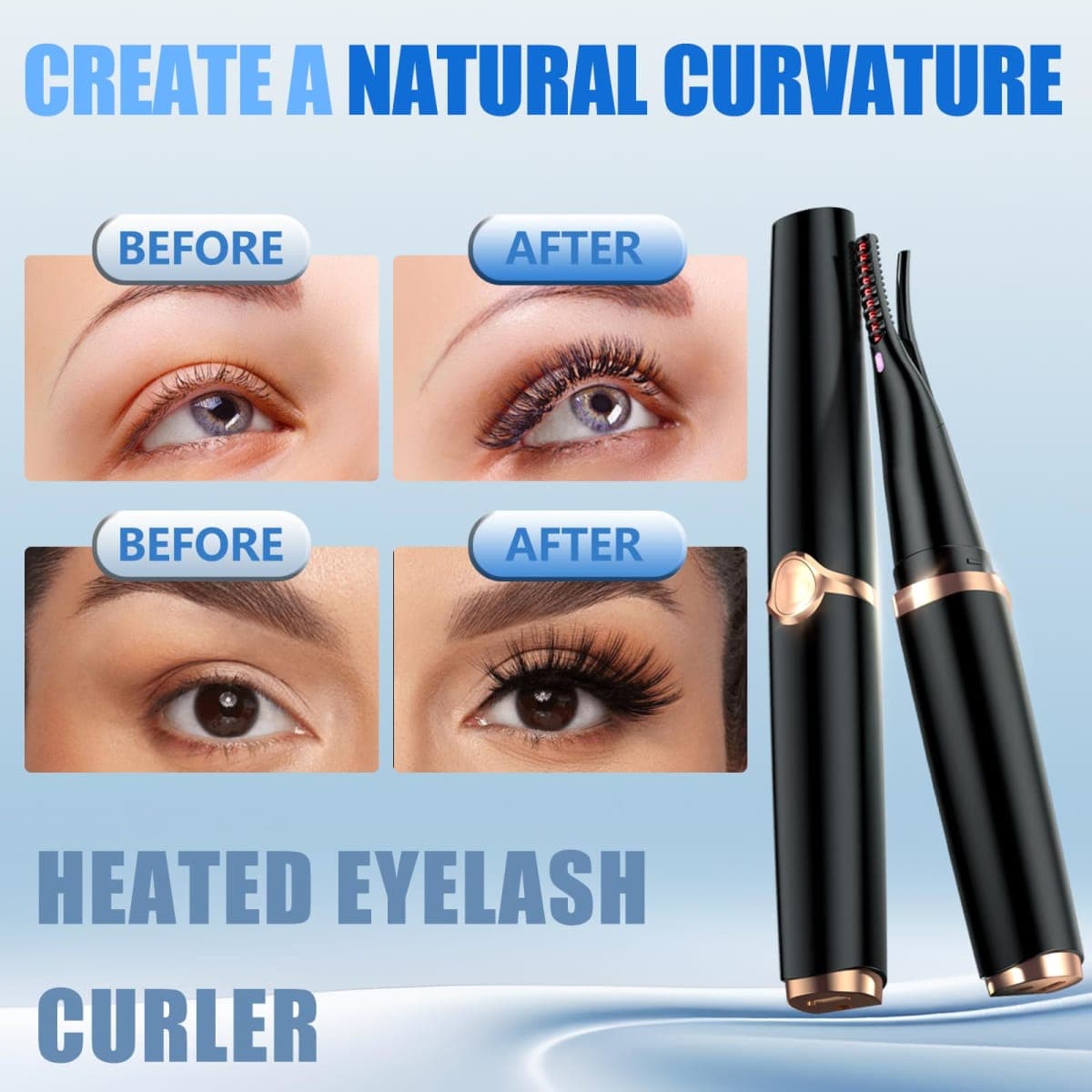 Heated Eyelash Curlers - 2 in 1 Clip- Type Heated lash Curler Best Seller Electric Eyelash Curler 3 Temp Settings for Makeup Tools USB Rechargeable Natural Curling 24H Long Lasting B2-1 thumbnail 3