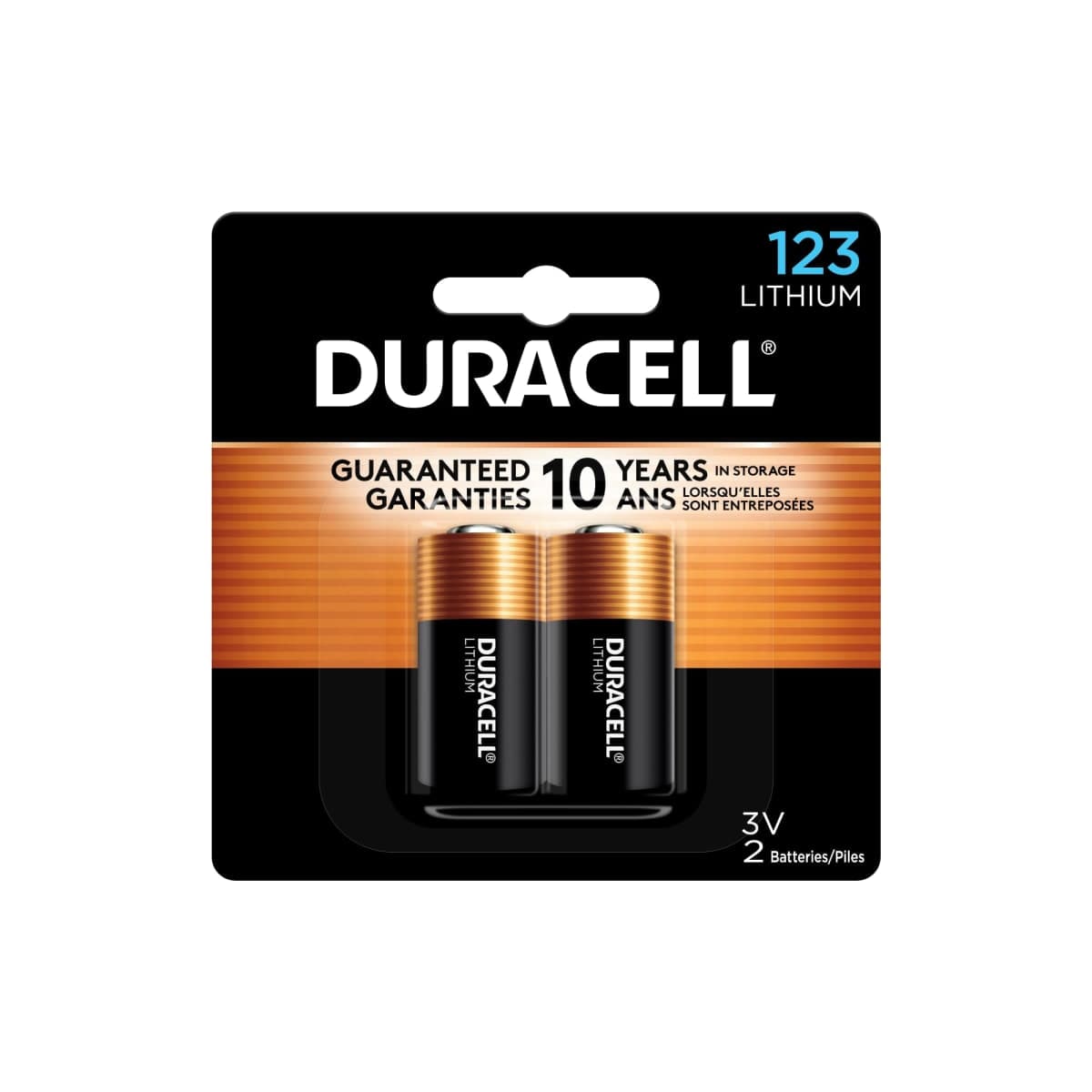 Duracell CR123A 3V Lithium Battery, 2 Count (Pack of 1), 3 Volt High Power for Home Safety, Security Devices, Flashlights, Smoke Alarms, Home Automation