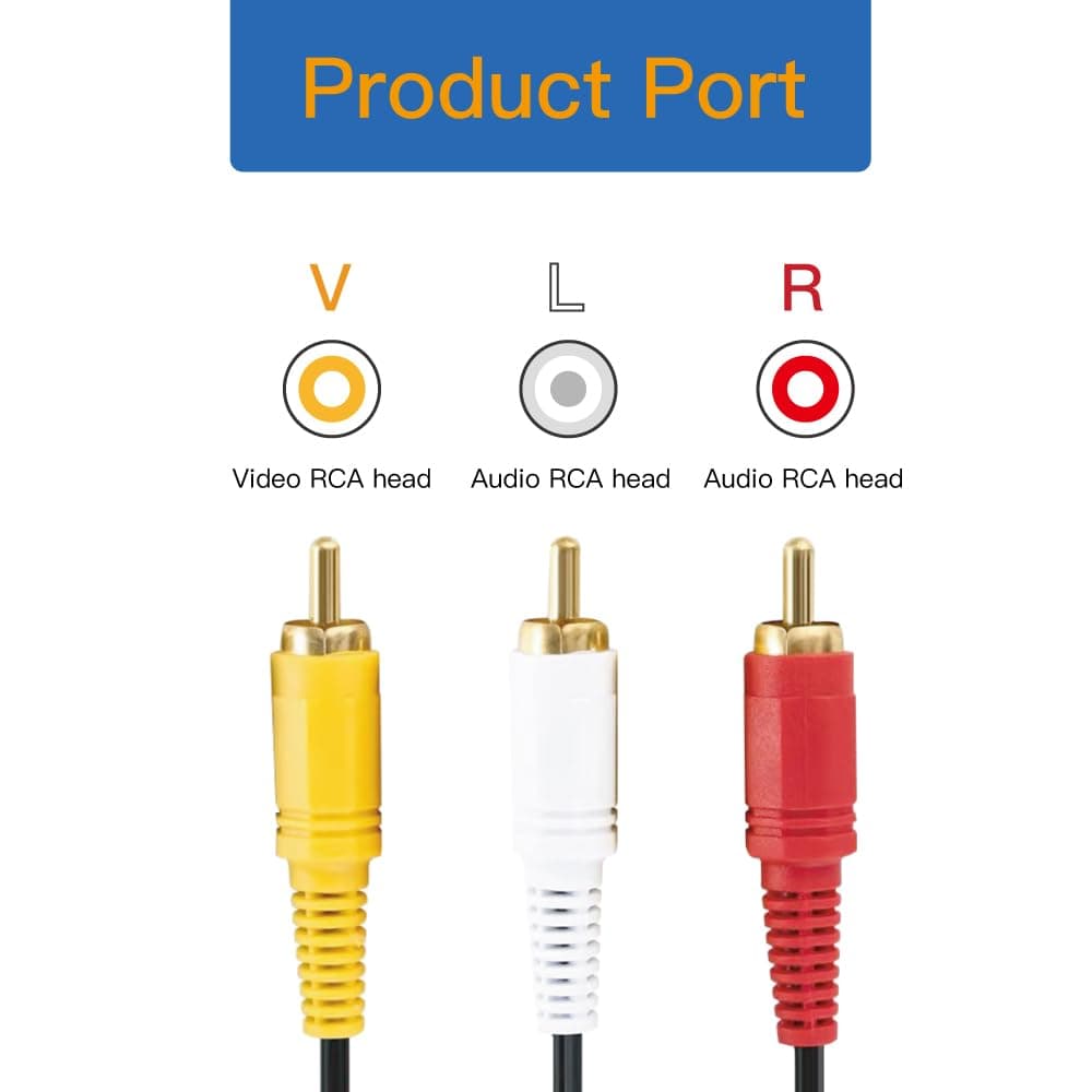 RCA Cable, AV Cable Gold Plated, Yellow/White/red connectors 3 Male to 3 Male-4.6 Feet/1PCS thumbnail 2