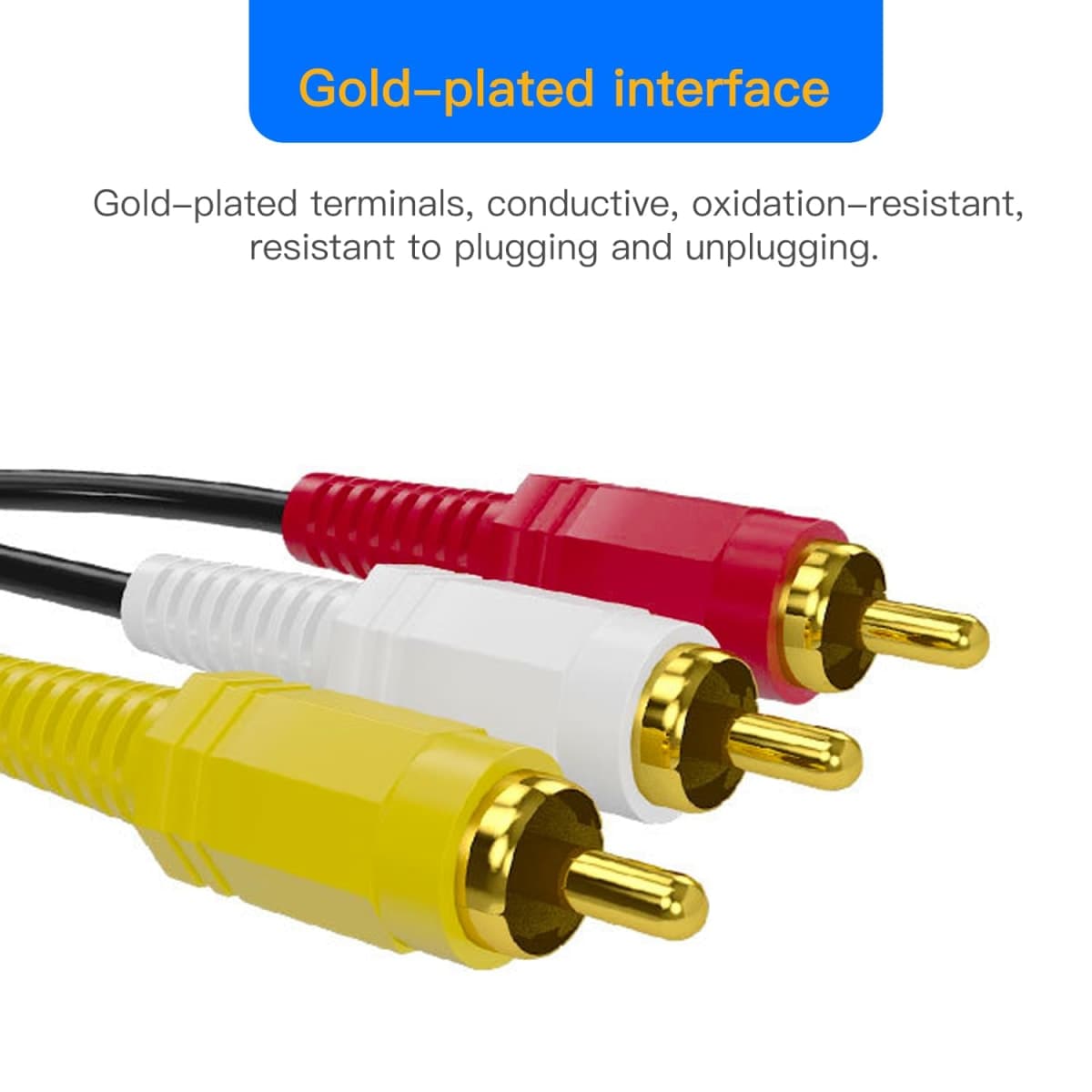 RCA Cable, AV Cable Gold Plated, Yellow/White/red connectors 3 Male to 3 Male-4.6 Feet/1PCS thumbnail 3