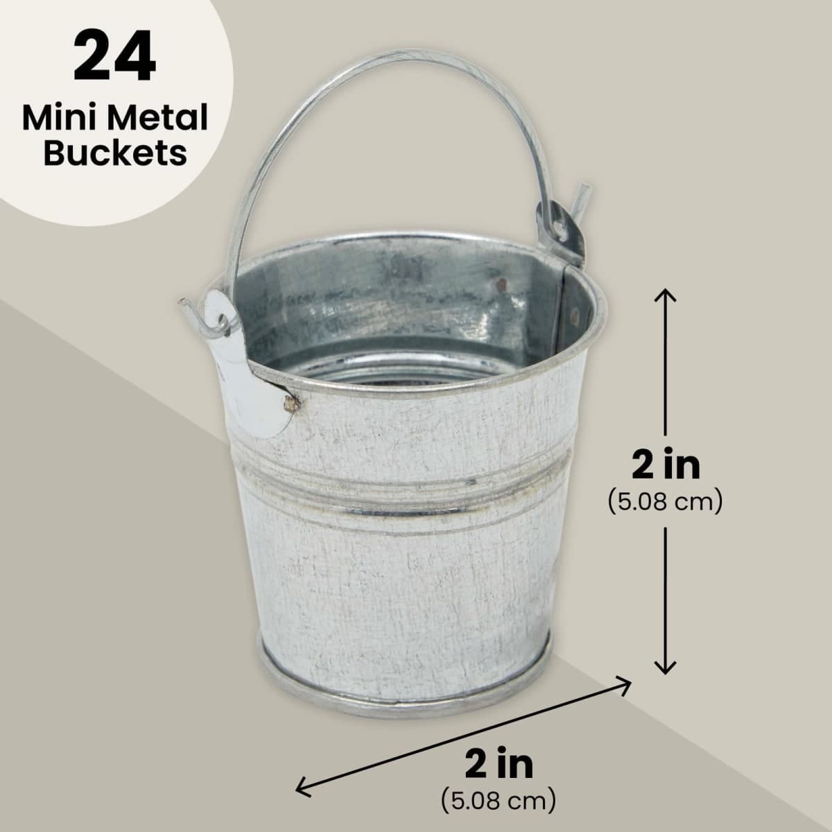 Juvale Mini Metal Buckets - 2 x 2 in, Silver, Pack of 24 - Mini Tin Buckets & Metal Tins with Handles for Party Favors, Crafts & Galvanized Decor thumbnail 4