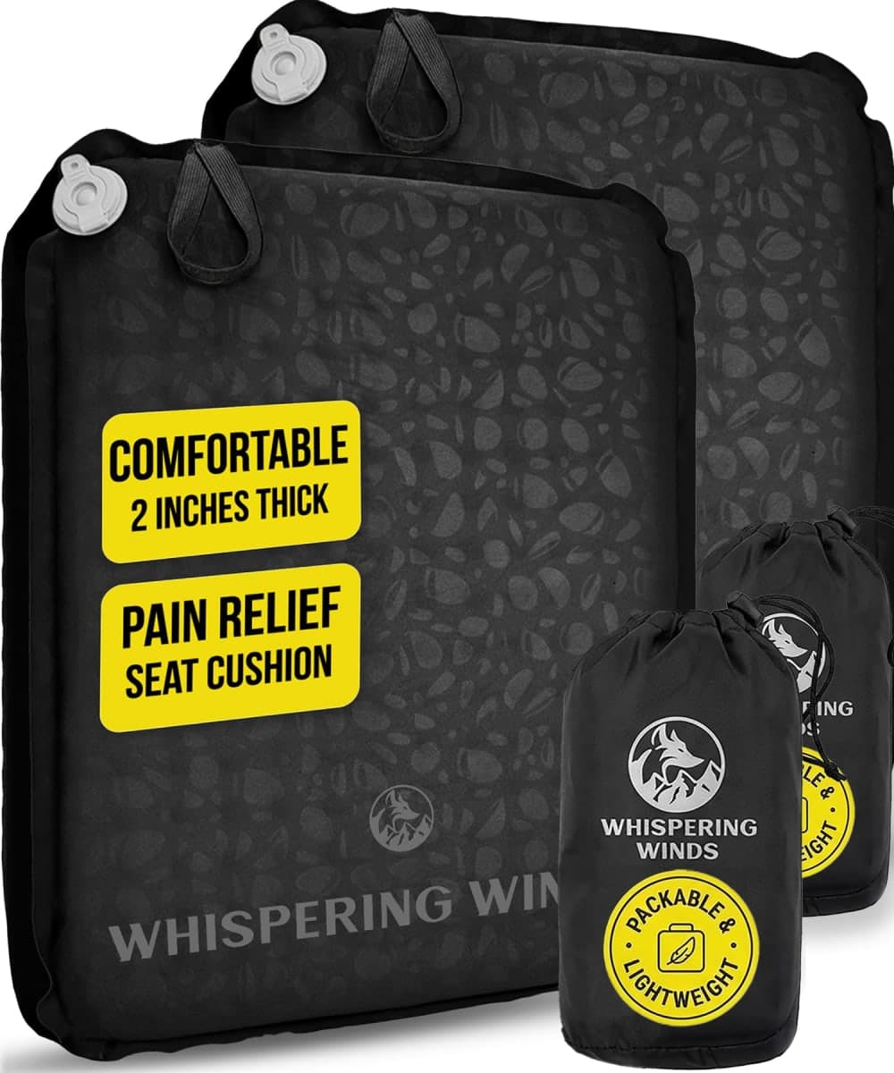 Whispering Winds Inflatable Seat Cushion - Comfortable Blow-up Foam Pad for Airplane, Travel, Stadium, Outdoors, Camping, Car & More — image 1