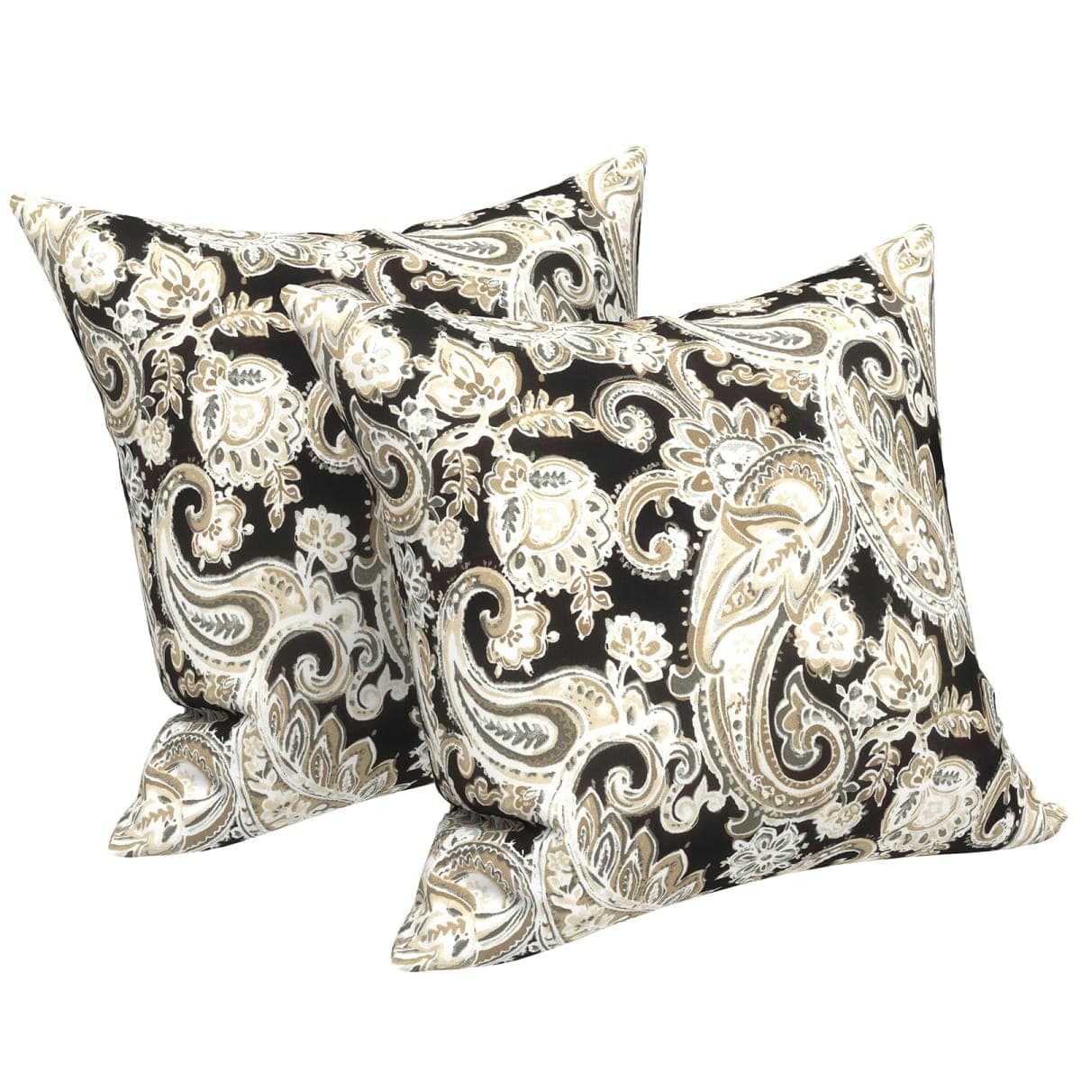 LVTXIII Outdoor Pillow Covers 20x20 Inch, 2 Pack Large Square Throw Pillow Cases, Fade-Resistant Cushion Covers for Patio Furniture Sofa, Garden Porch, Paisley Black — image 1