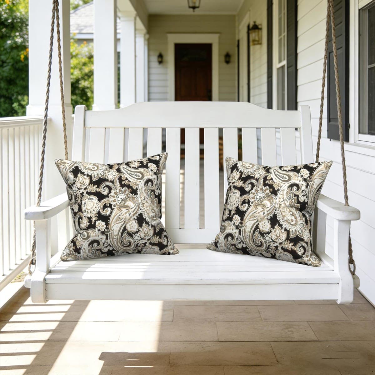 LVTXIII Outdoor Pillow Covers 20x20 Inch, 2 Pack Large Square Throw Pillow Cases, Fade-Resistant Cushion Covers for Patio Furniture Sofa, Garden Porch, Paisley Black thumbnail 5