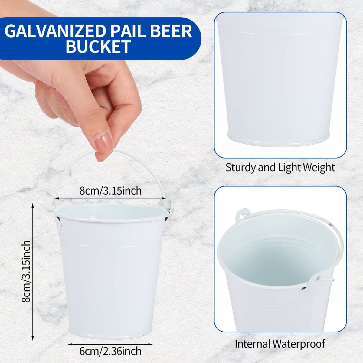 Didaey Mini Metal Buckets with Handles Galvanized Buckets 3.15 Inch Mini Container Pails for Metal Tin Plant Holder Pail for Wedding Decoration Party Favor(White,28 Pcs) thumbnail 2