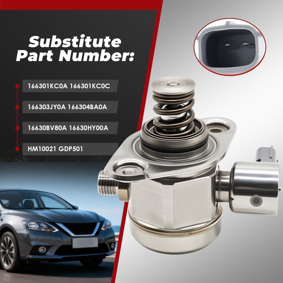 Nakkaa High Pressure Fuel Pump Compatible with Rogue 2017-2019 Rogue Sport 2017-2022 Sentra 2017-2019 Juke 2011-2017 L4 1.6L 2.0L Replace HM10021 GDP50 16630BV80A 16630HY00A thumbnail 4