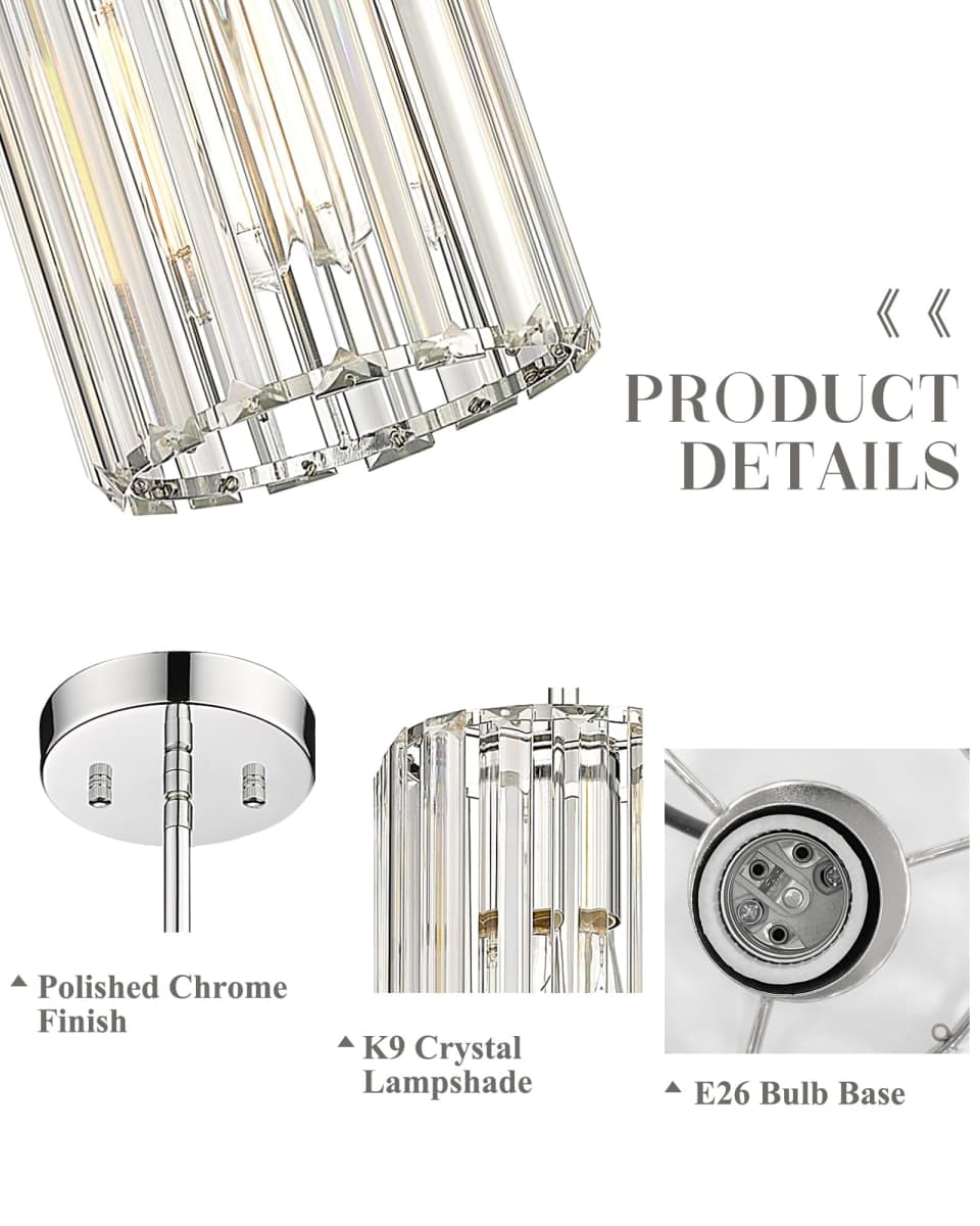 Cargifak Polished Gold Chandelier, 4-Tier Crystal Pendant Light fixtures, Vintage Hanging Light, Chandeliers for Dining Room Kitchen Island Bedroom Entryway, CC4215-3W-PG thumbnail 3