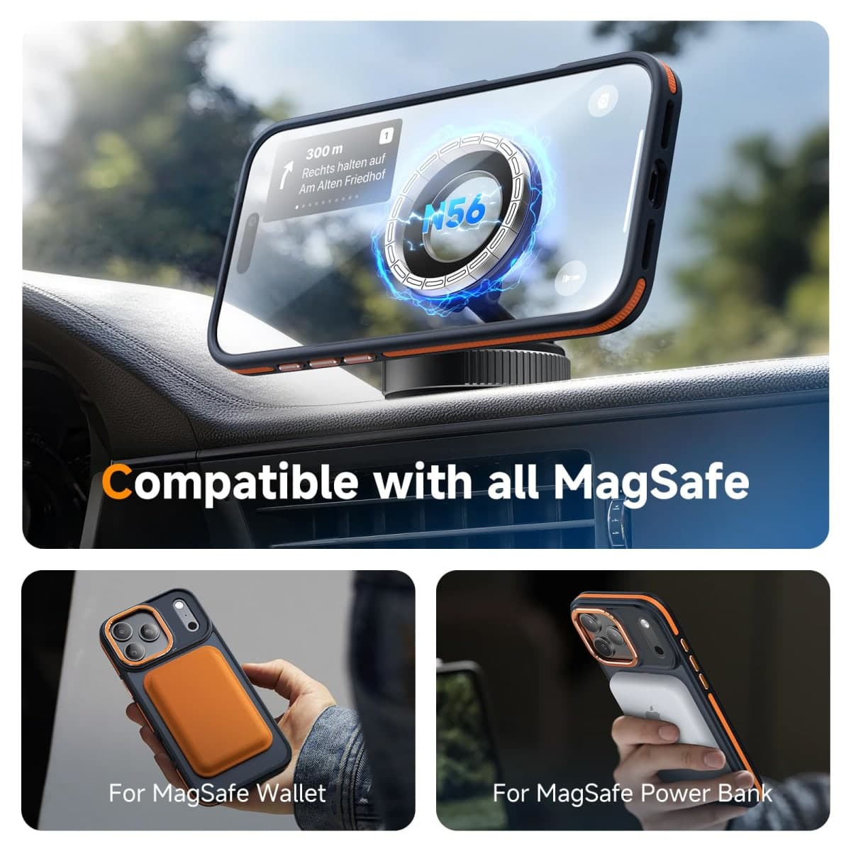 DOMAVER Magnetic 3 in 1 for iPhone 17 Pro Max Case, [Omni-Directional Protection] with 1x Screen Protector + 1x Camera Cover, [Seamless Work with Magsafe] Protective Case for iPhone 17 Pro Max Orange thumbnail 5