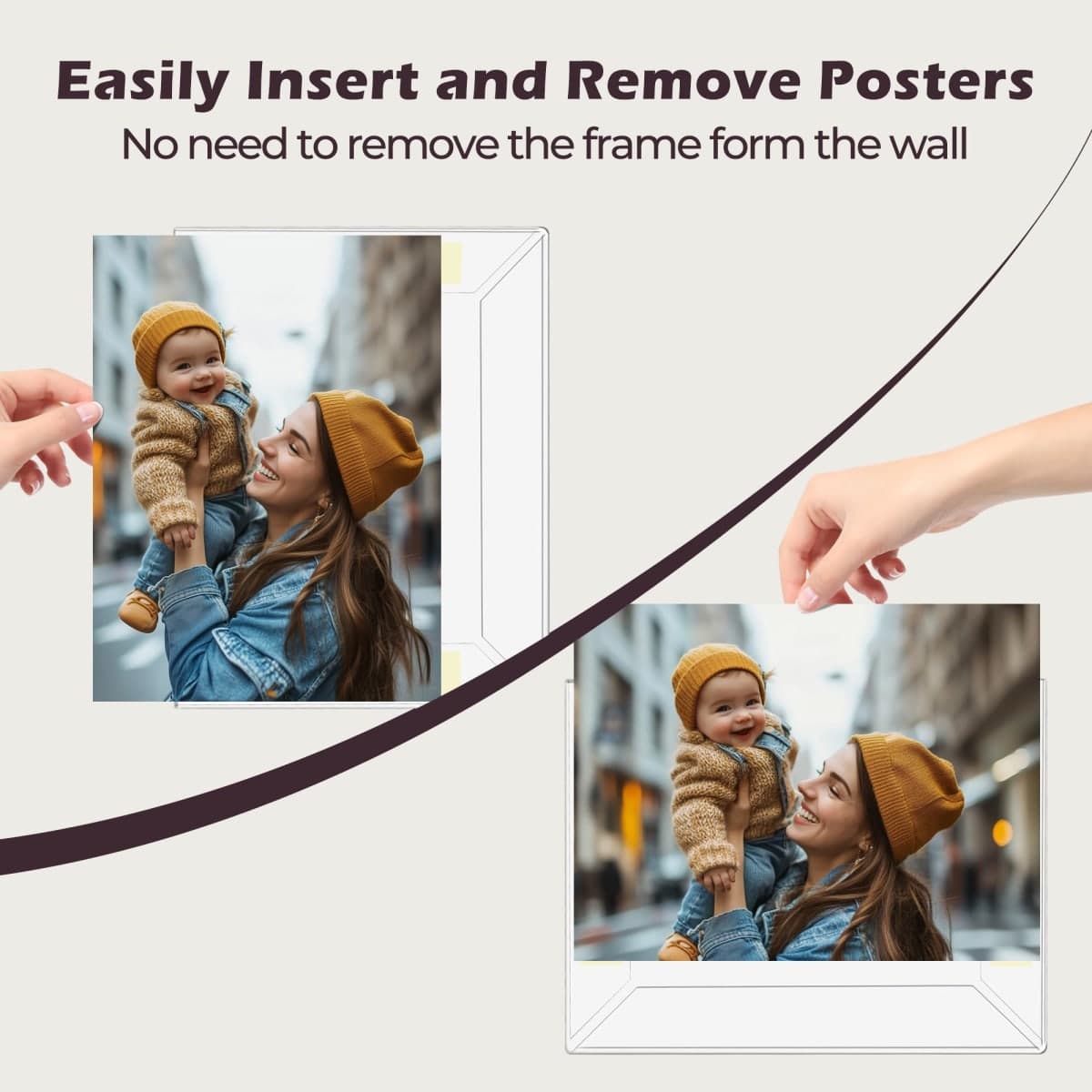 Wbtran 11x14 Acrylic Picture Frame, Clear Frameless Photo Frame for Wall Mount, No Drilling Picture Frames with Tape, Pack of 5 Floating Hanging Picture Frames for Home, School, Office thumbnail 4