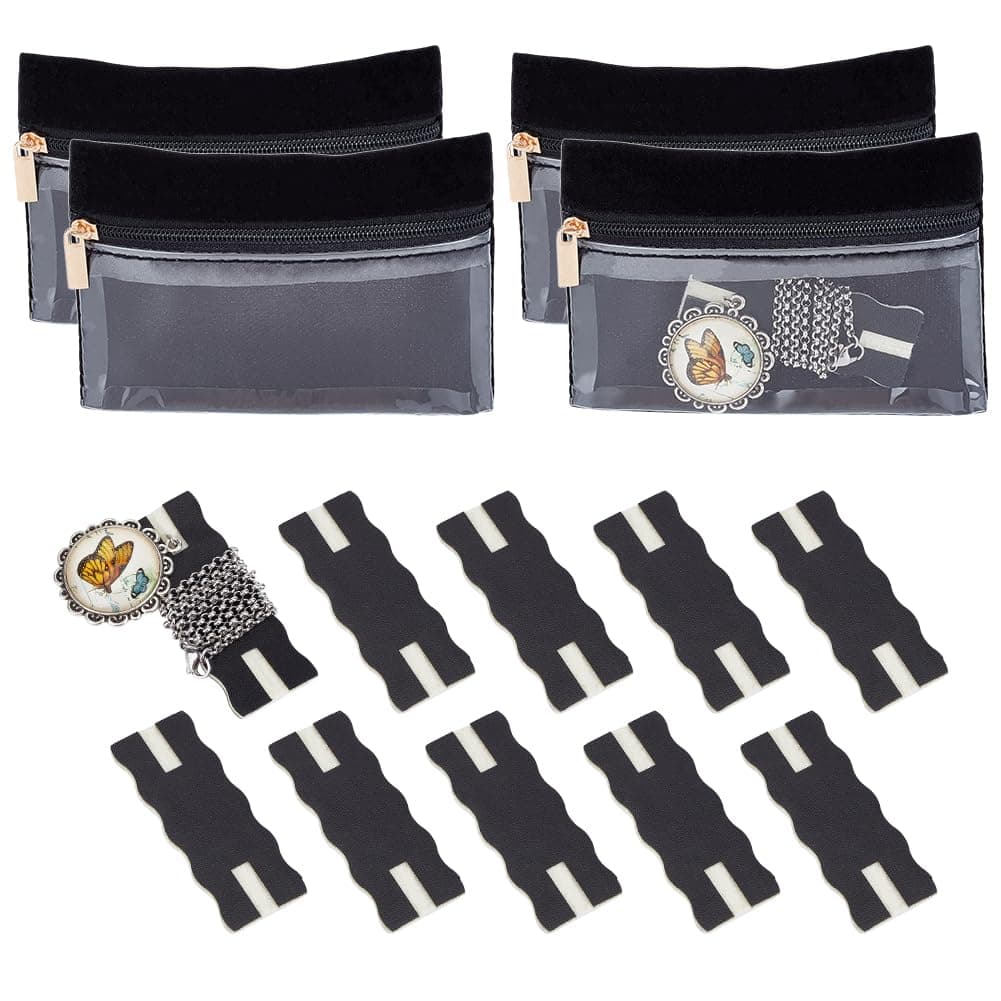 OLYCRAFT 10Pcs Black Portable Tangle-Free Necklaces Organizer with 4Pcs Bags Tangle-Free Jewelry Organizer Necklace Card Holder Universal Jewelry Storage Case for Home Travel Chain Necklaces Storage — image 1