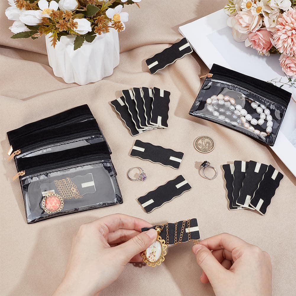 OLYCRAFT 10Pcs Black Portable Tangle-Free Necklaces Organizer with 4Pcs Bags Tangle-Free Jewelry Organizer Necklace Card Holder Universal Jewelry Storage Case for Home Travel Chain Necklaces Storage thumbnail 3