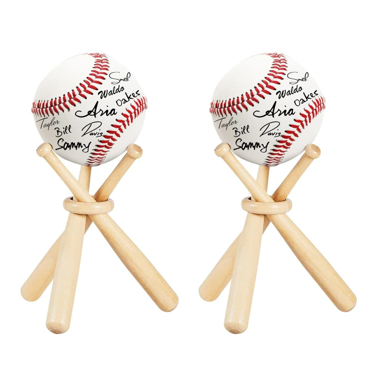 Baseball Stand Baseball Holders, Baseball Display Case for Balls Display Wooden Baseball Bat Display Stand Holder Display Baseball Centerpieces for Tables for Kids and Sports Lover (2) — image 1