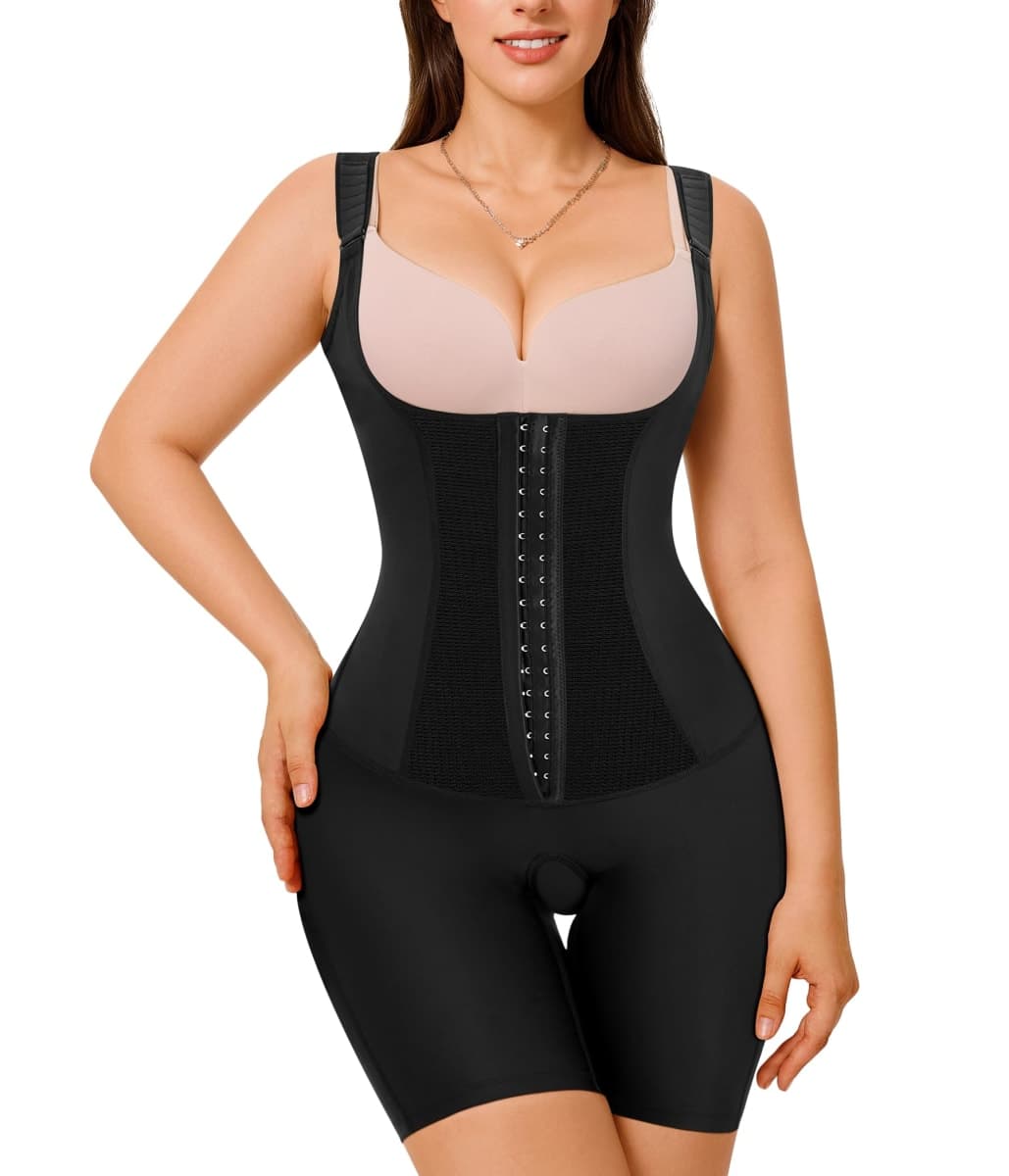 Gotoly Tummy Control Shapewear Bodysuit for Women Full Body Shaper Open Bust Waist Trainer Butt Lifter Thigh Slimmer(S,Black) — image 1