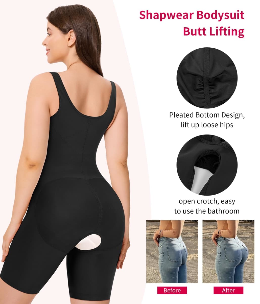Gotoly Tummy Control Shapewear Bodysuit for Women Full Body Shaper Open Bust Waist Trainer Butt Lifter Thigh Slimmer(S,Black) thumbnail 3