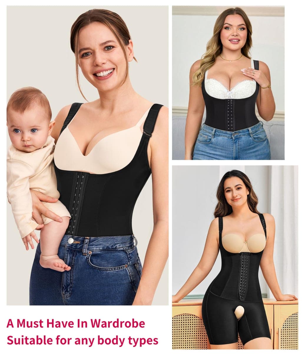 Gotoly Tummy Control Shapewear Bodysuit for Women Full Body Shaper Open Bust Waist Trainer Butt Lifter Thigh Slimmer(S,Black) thumbnail 4