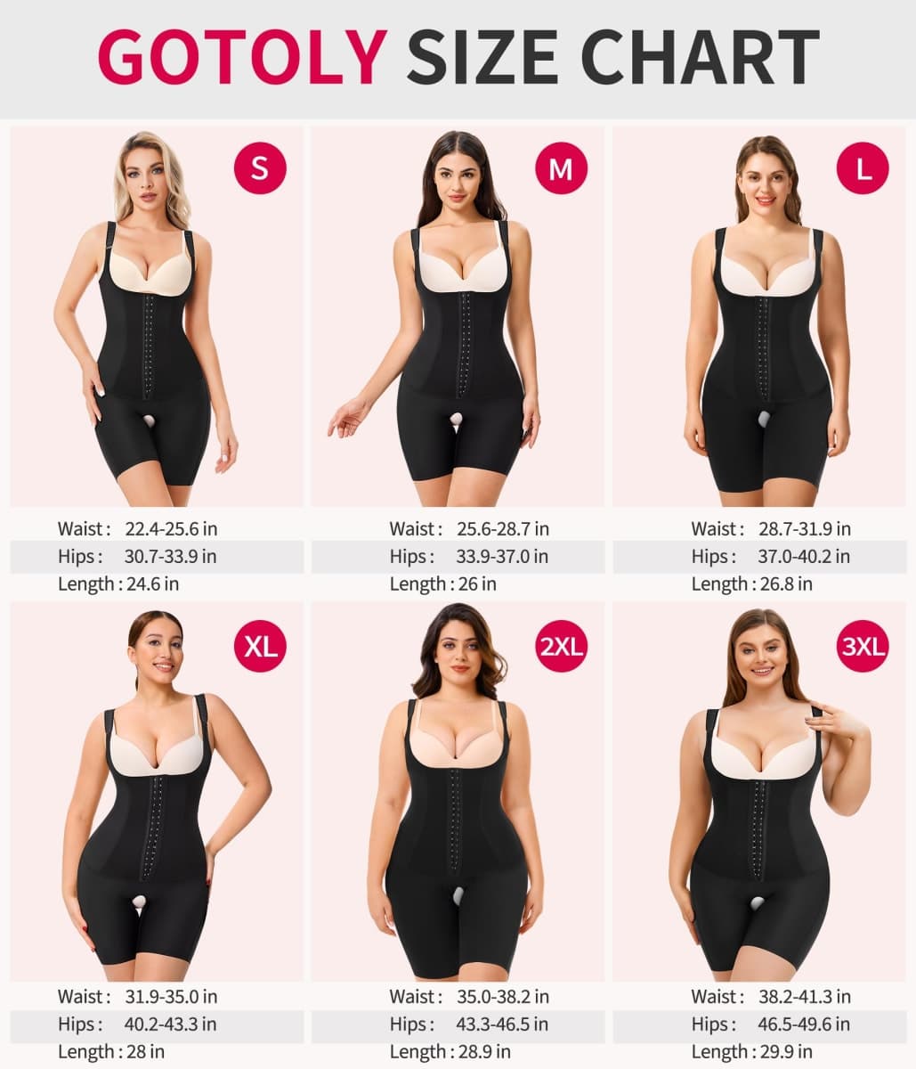 Gotoly Tummy Control Shapewear Bodysuit for Women Full Body Shaper Open Bust Waist Trainer Butt Lifter Thigh Slimmer(S,Black) thumbnail 5