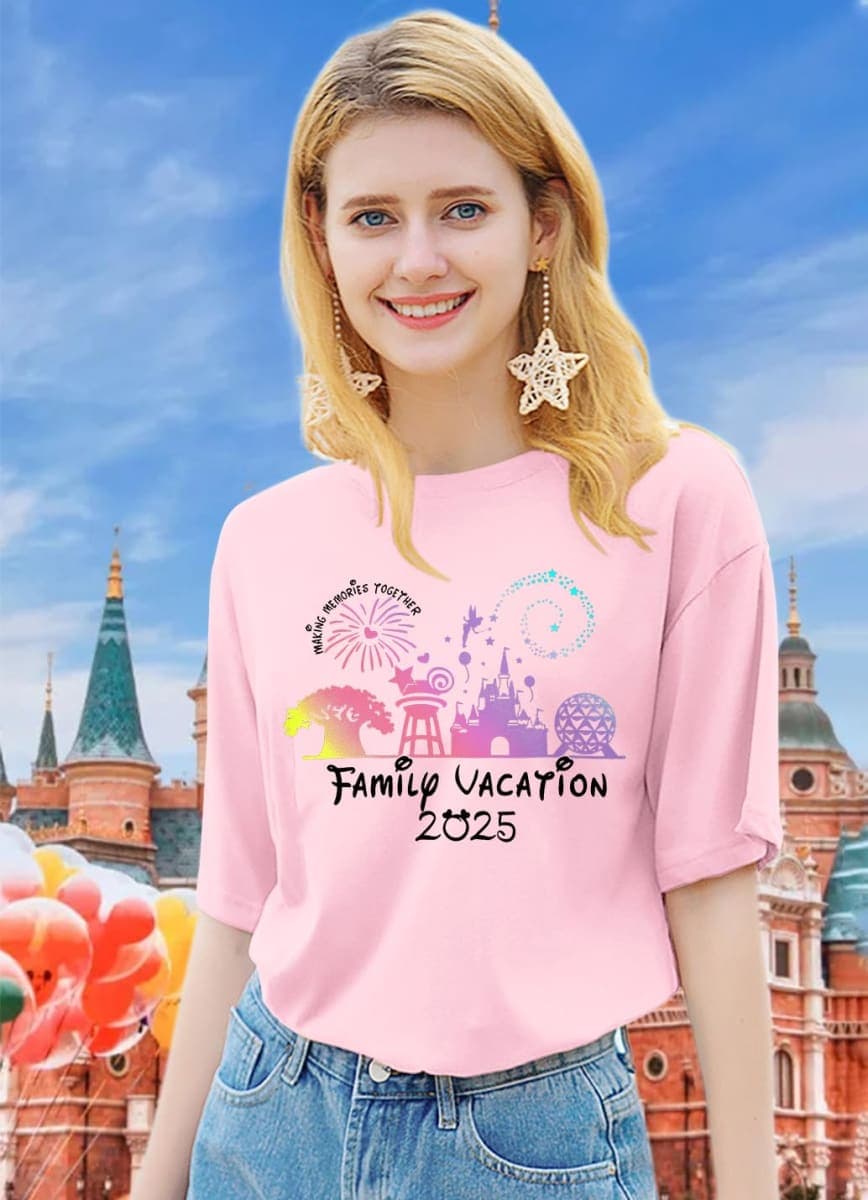Family Vacation Shirts 2025 Family Matching Outfit Magical Animal Land Tshirt Family Trip Couples Travel Tops, Pink, XX-Large thumbnail 2